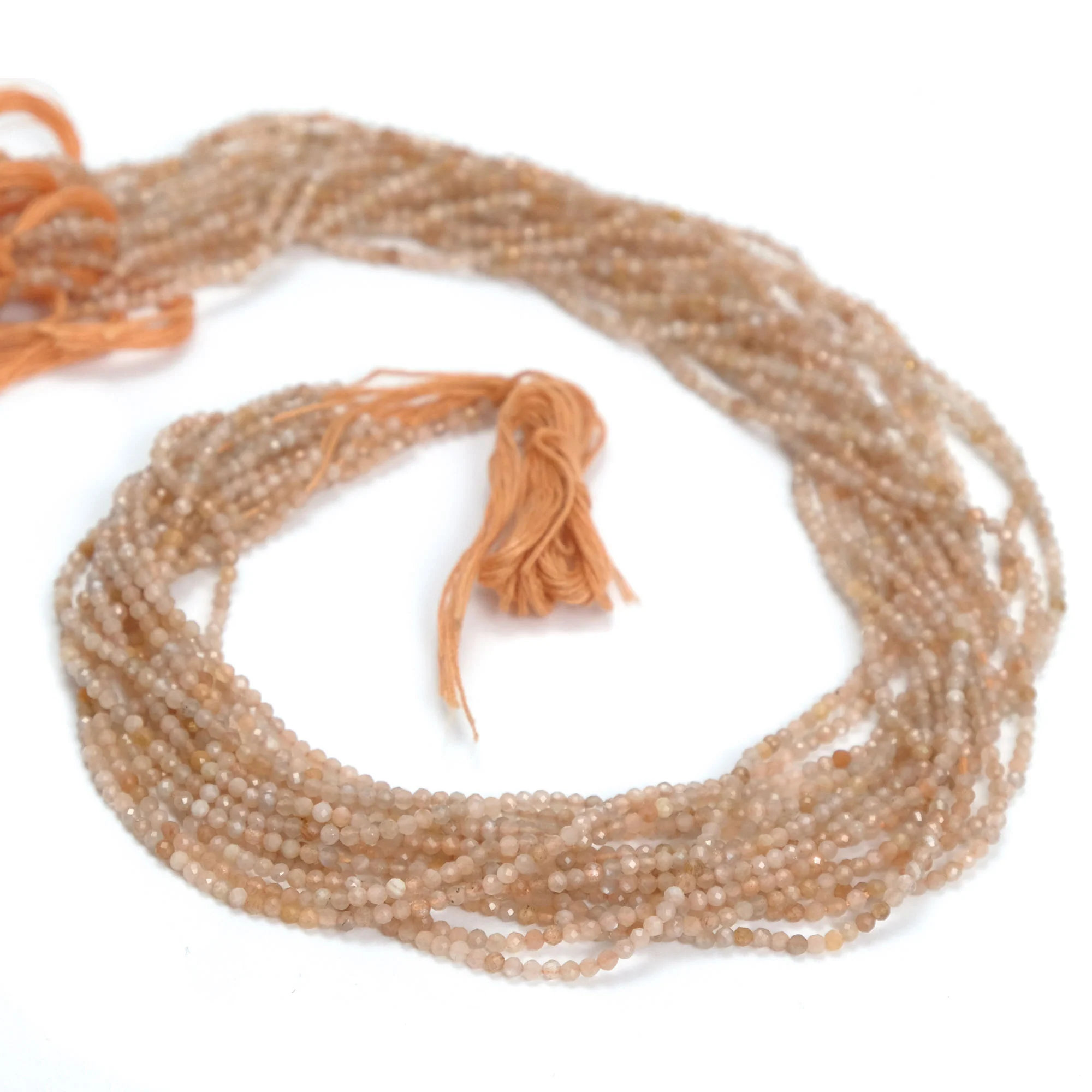 Peach Moonstone 2mm Faceted Rounds - Image 3
