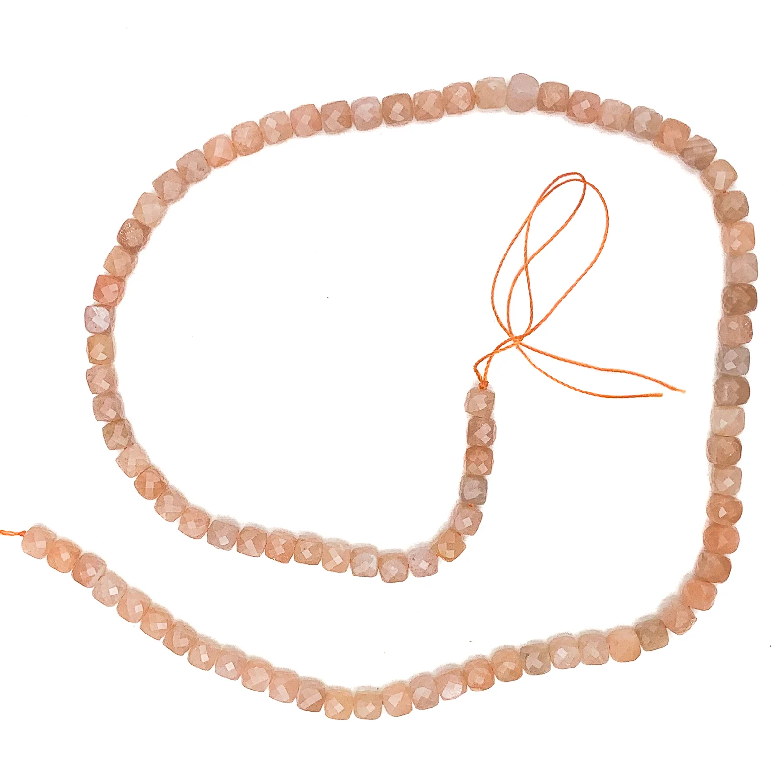 Peach Moonstone 4.5mm Faceted Cubes Bead Strand - Image 2