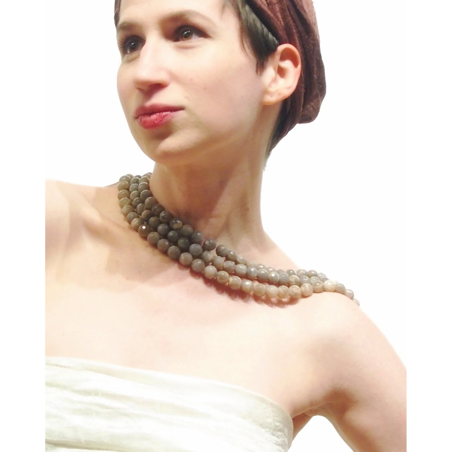 Peach Moonstone Faceted Rounds 12mm Strand - Image 2