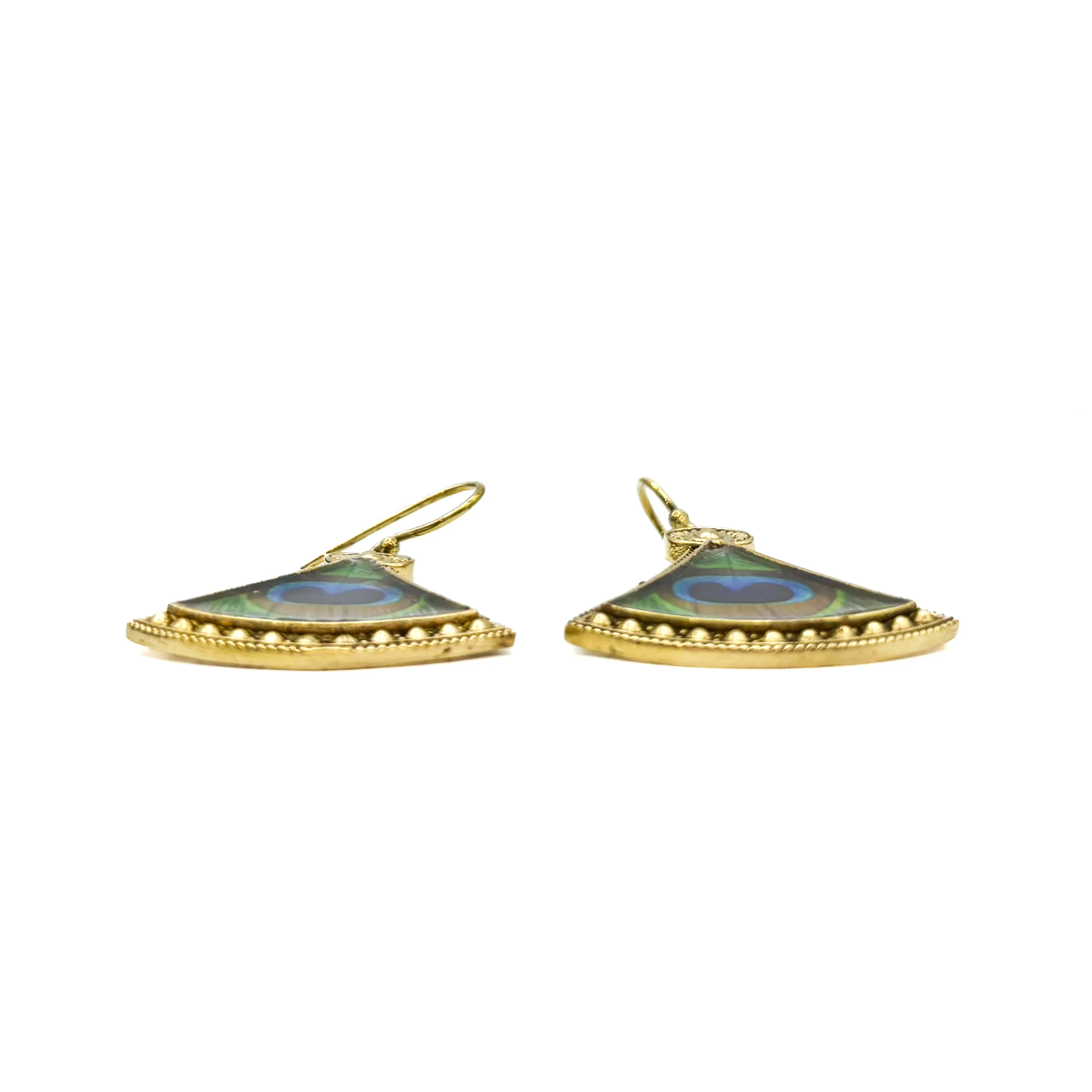 Peacock Fan Shaped Brass Earrings - Image 6