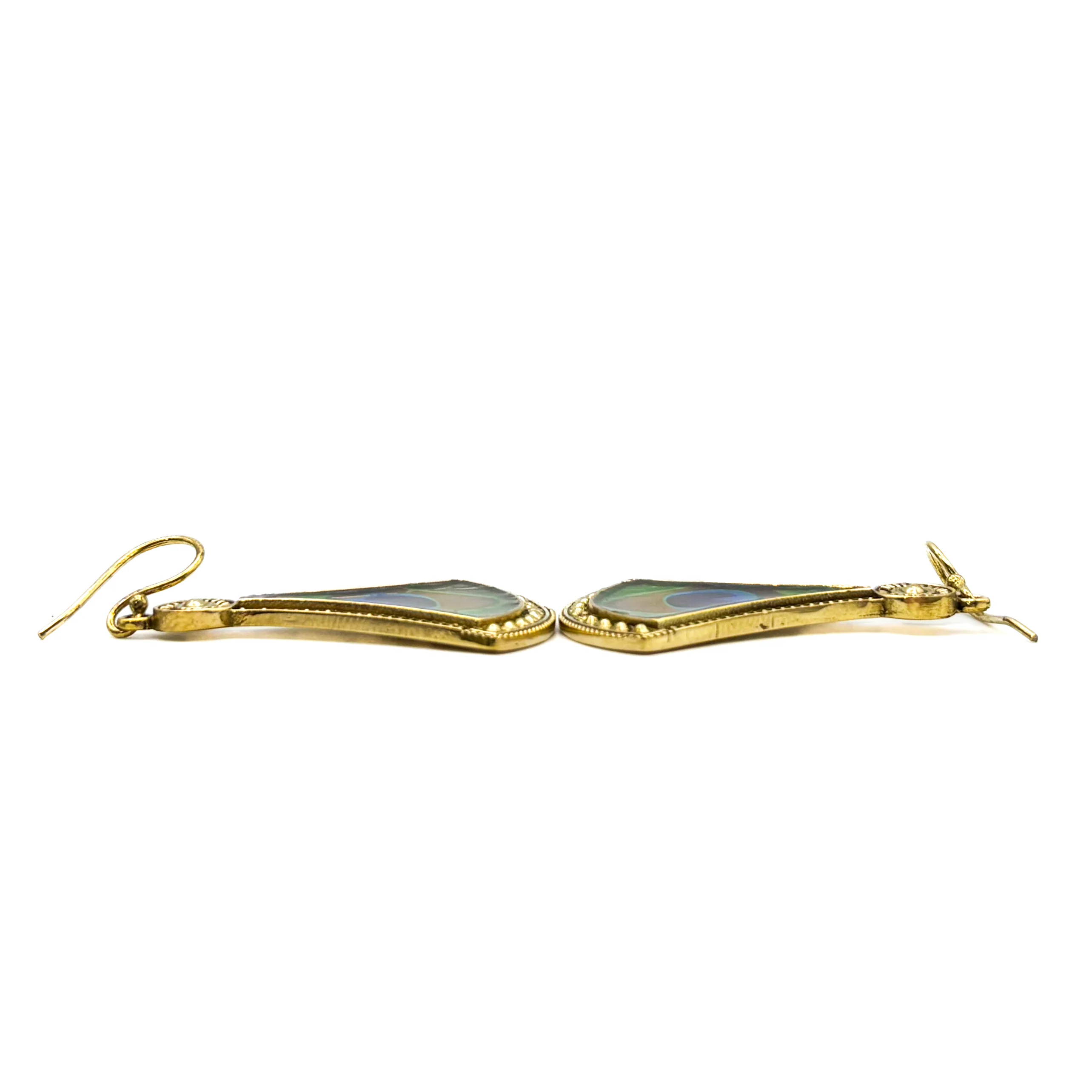 Peacock Fan Shaped Brass Earrings - Image 7