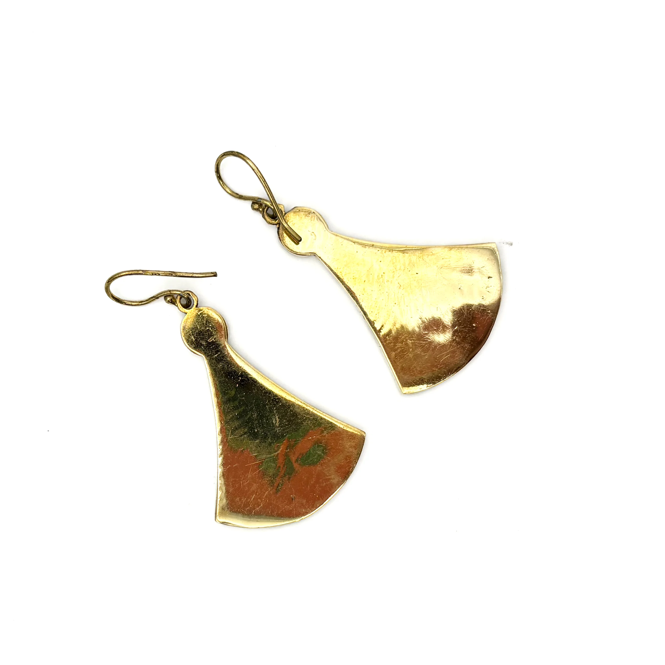 Peacock Fan Shaped Brass Earrings - Image 9