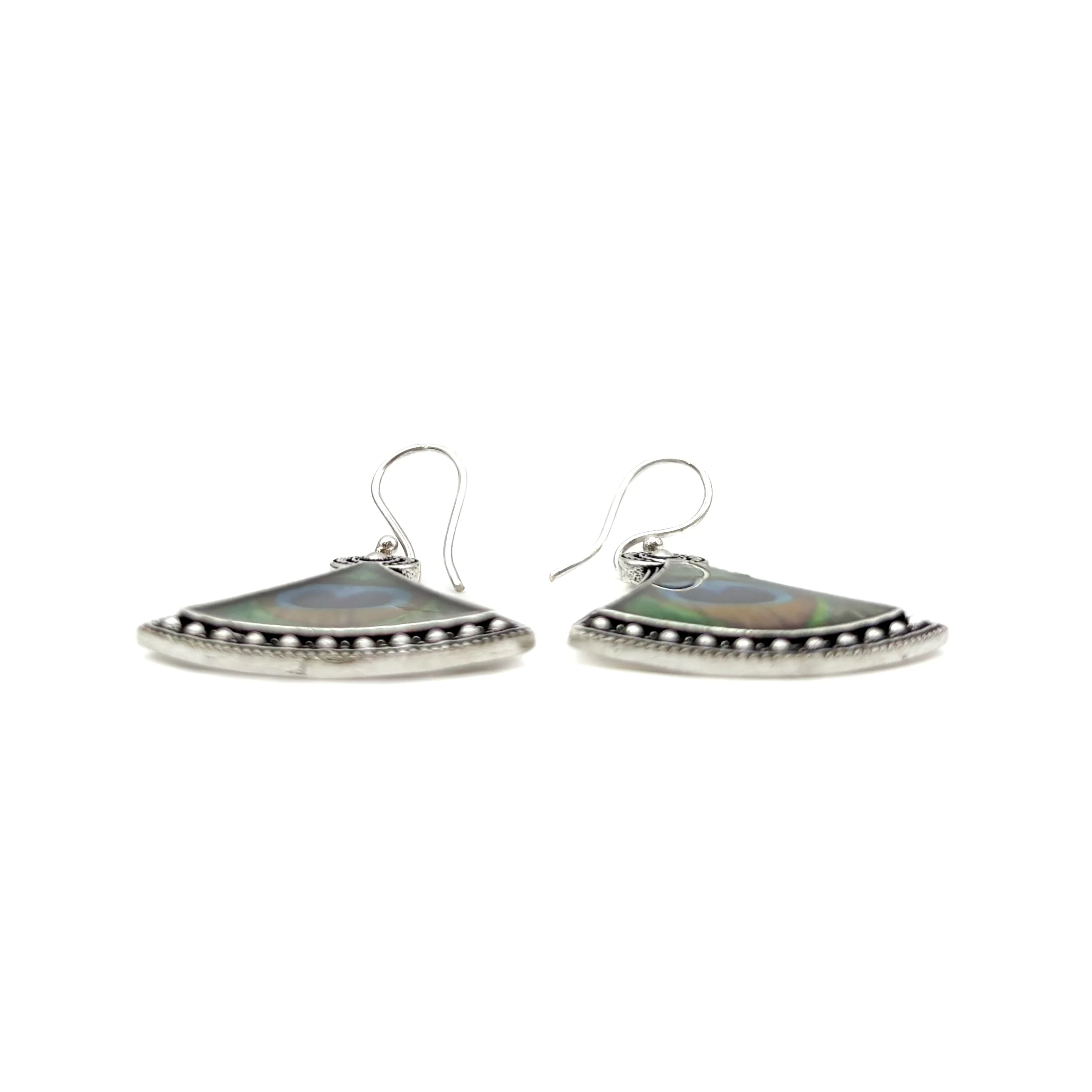 Peacock Fan Shaped White Brass Earrings - Image 6