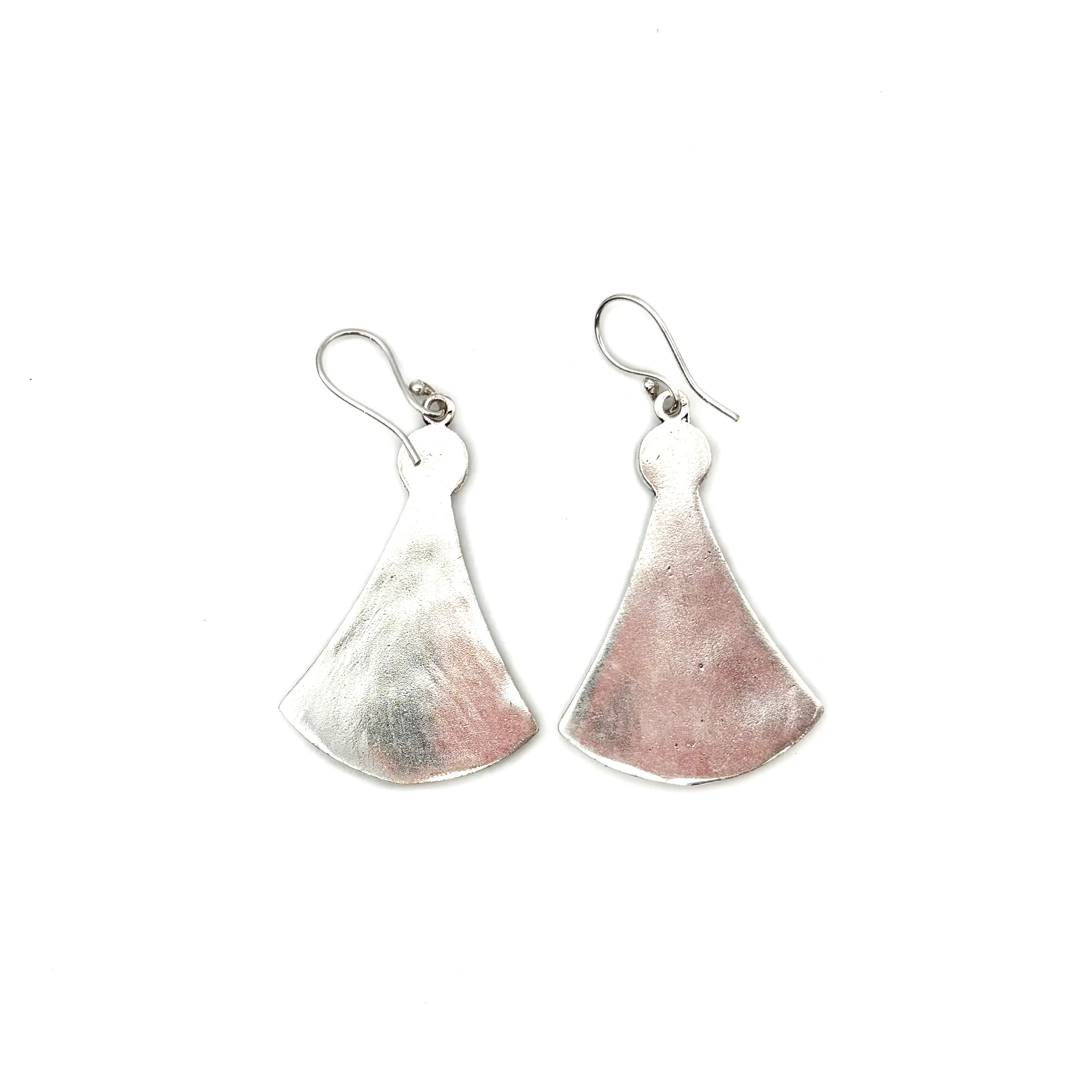Peacock Fan Shaped White Brass Earrings - Image 8
