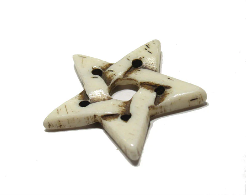 Pentagram Star Carved Cowbone Pendant - Image 2