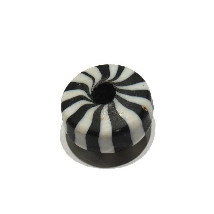 "Peppermint Rising Sun" Black Stripe Rondelle Bead Strand / Necklace - Image 4