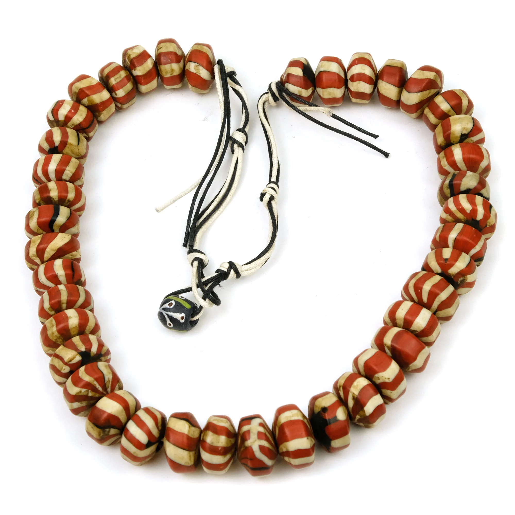 "Peppermint Rising Sun" Red Stripe Rondelle Glass Necklace/Strand or Loose - Image 2