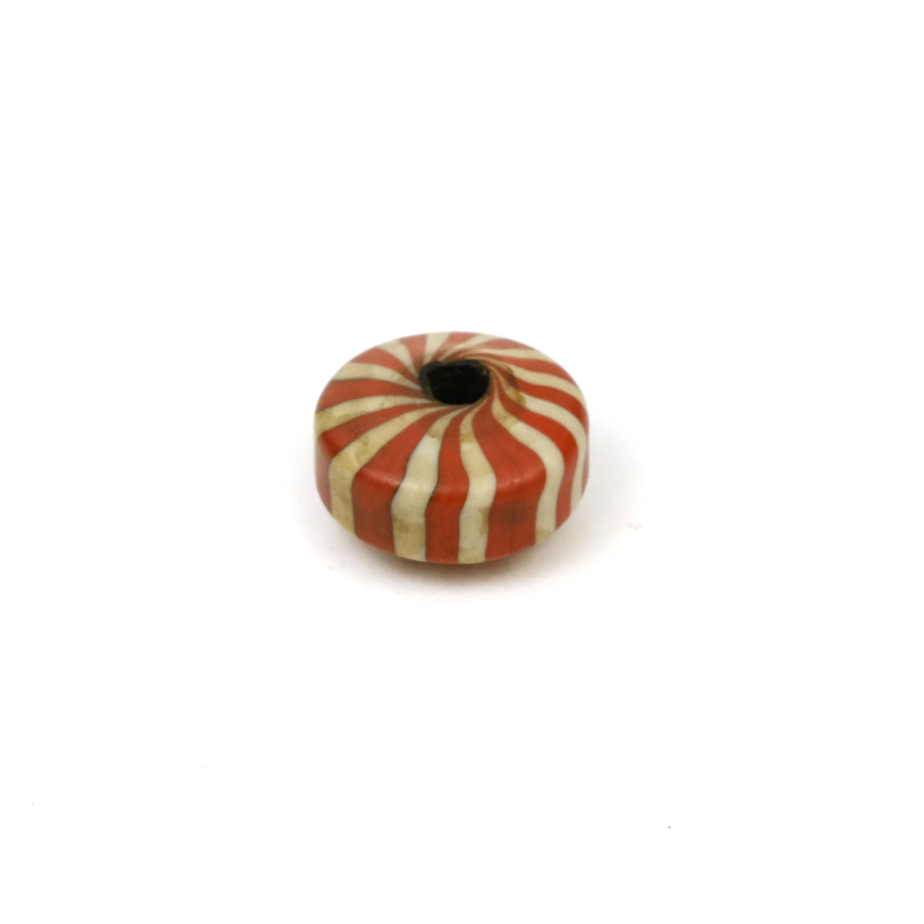 "Peppermint Rising Sun" Red Stripe Rondelle Glass Necklace/Strand or Loose - Image 3