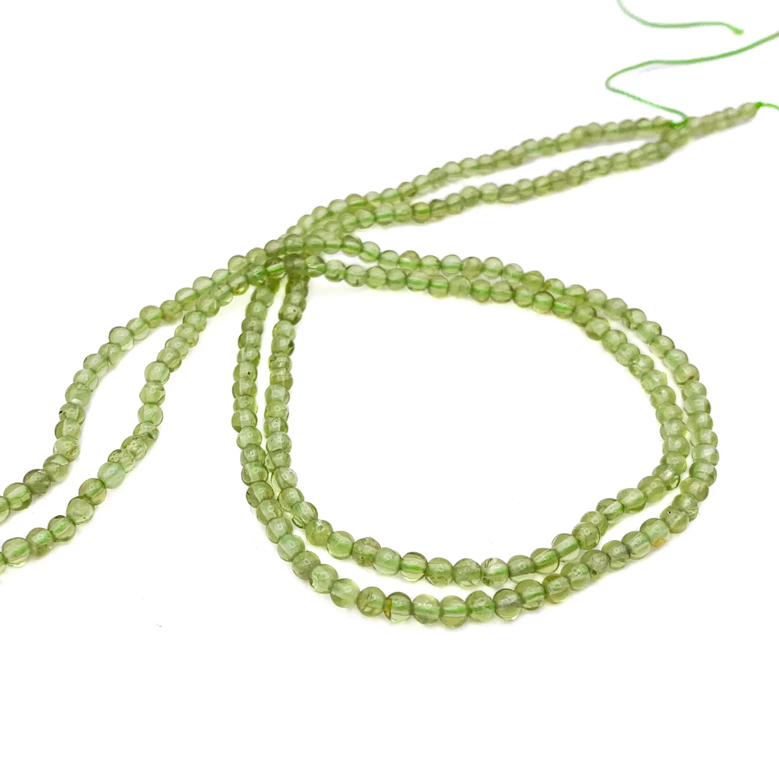 Peridot 3mm Smooth Rounds Bead Strand - Image 3