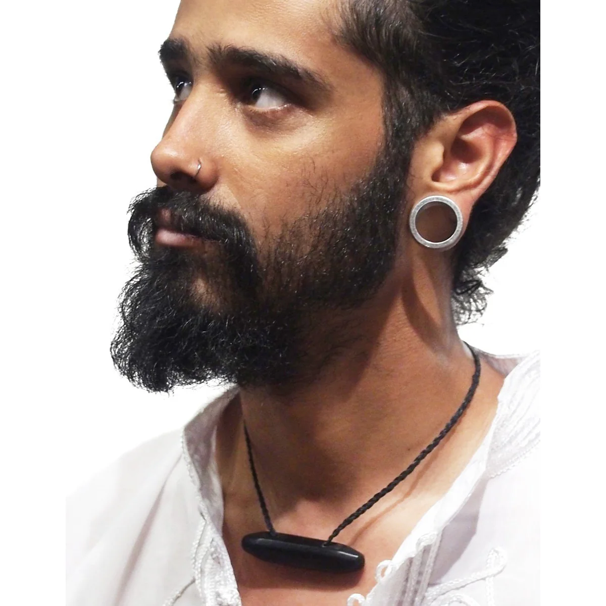 Persian Heirloom Black Onyx Aqeeq Center Bead Necklace - Image 4