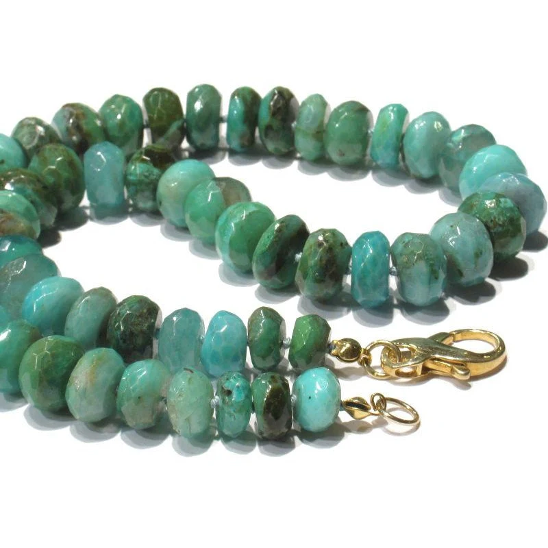 Peruvian Opal  Knotted Necklace with Gold Plated Lobster Clasp - Image 2
