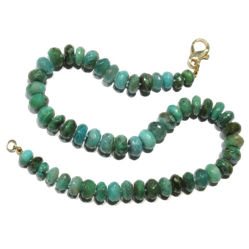 Peruvian Opal  Knotted Necklace with Gold Plated Lobster Clasp - Image 3