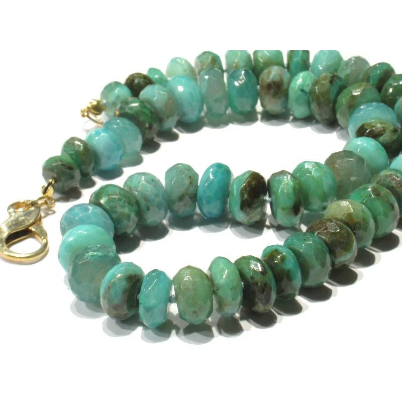 Peruvian Opal  Knotted Necklace with Gold Plated Lobster Clasp - Image 4