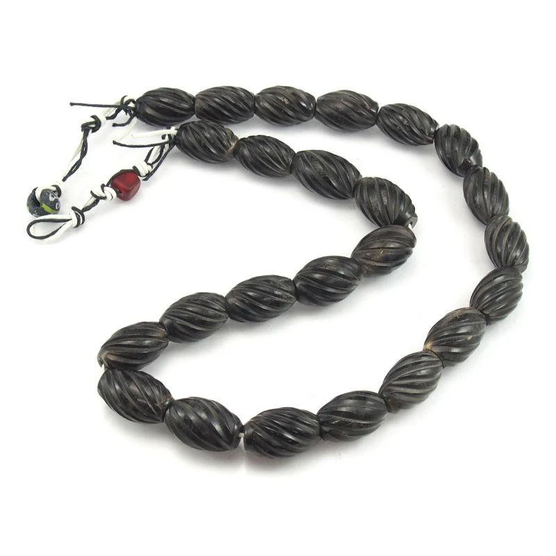 Philippine Carved Cow Horn Bead Necklace - Image 2