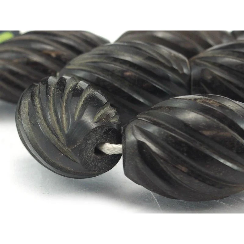 Philippine Carved Cow Horn Bead Necklace - Image 3