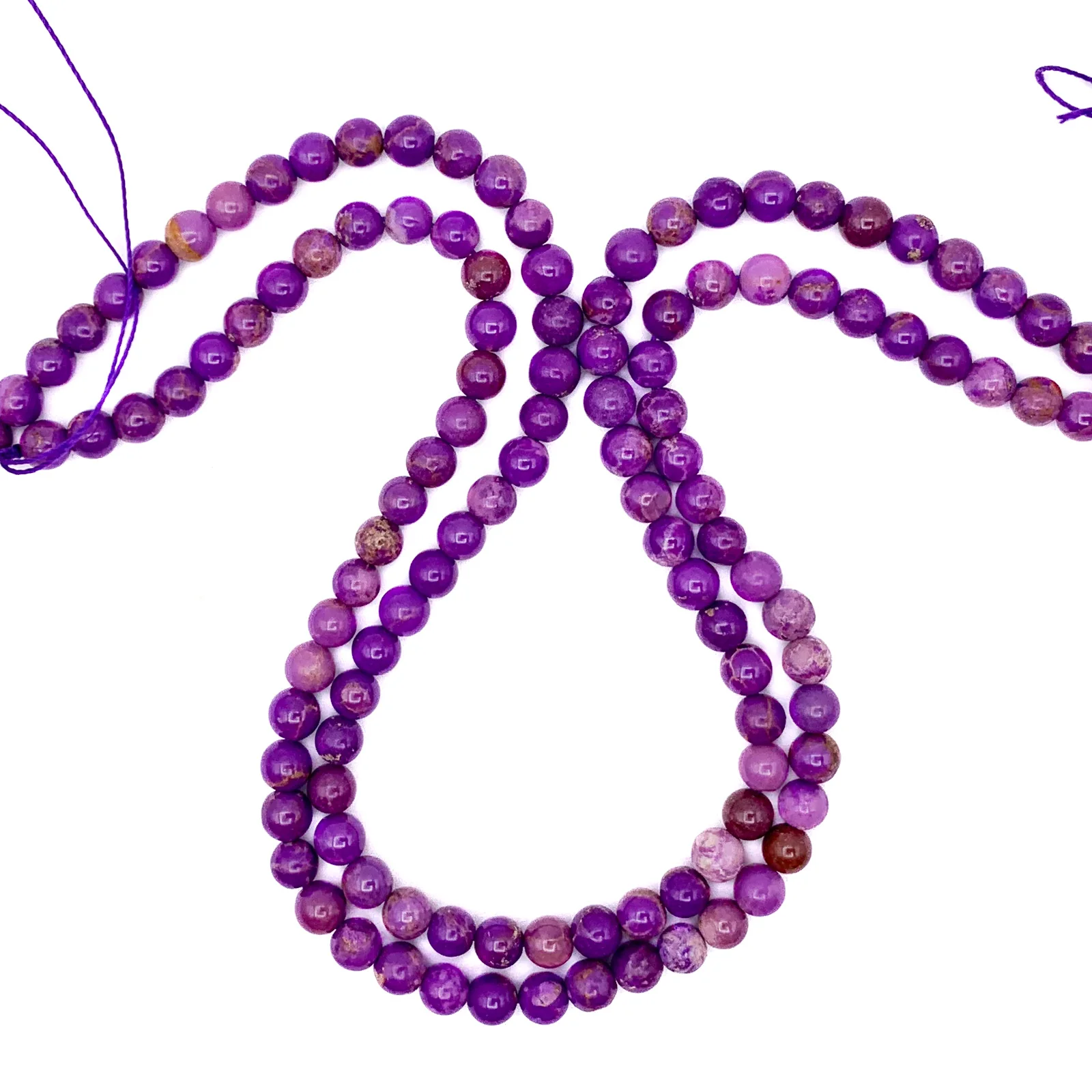 Phosphosiderite Violet Mix 6mm Smooth Rounds Bead Strand - Image 4