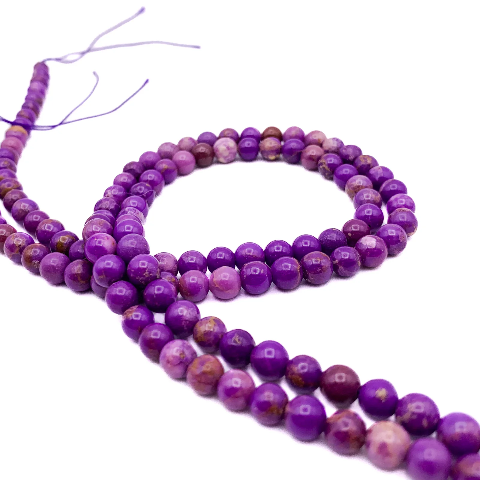 Phosphosiderite Violet Mix 6mm Smooth Rounds Bead Strand - Image 5