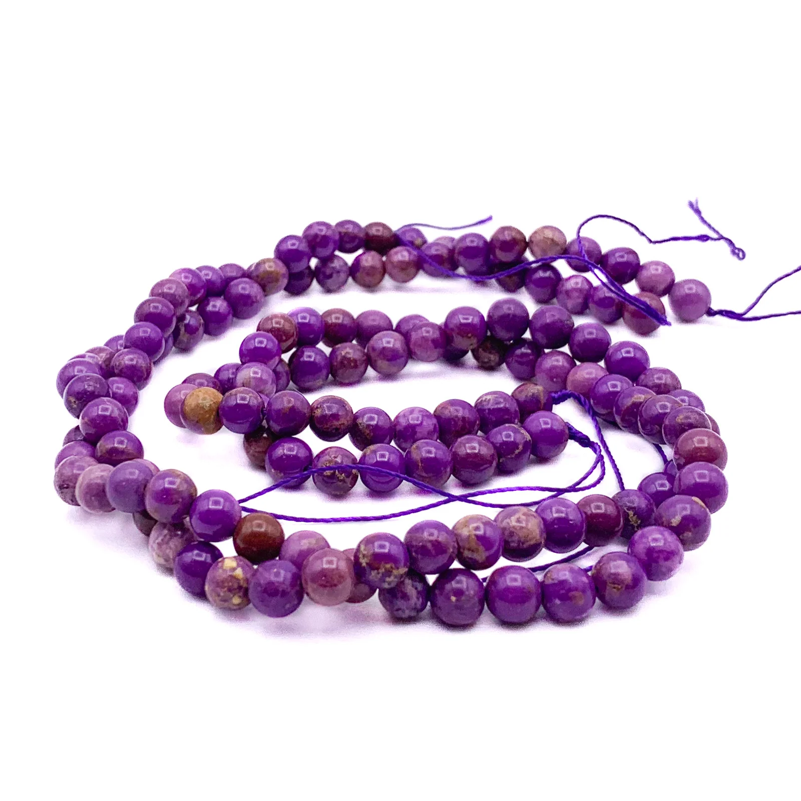 Phosphosiderite Violet Mix 6mm Smooth Rounds Bead Strand - Image 7