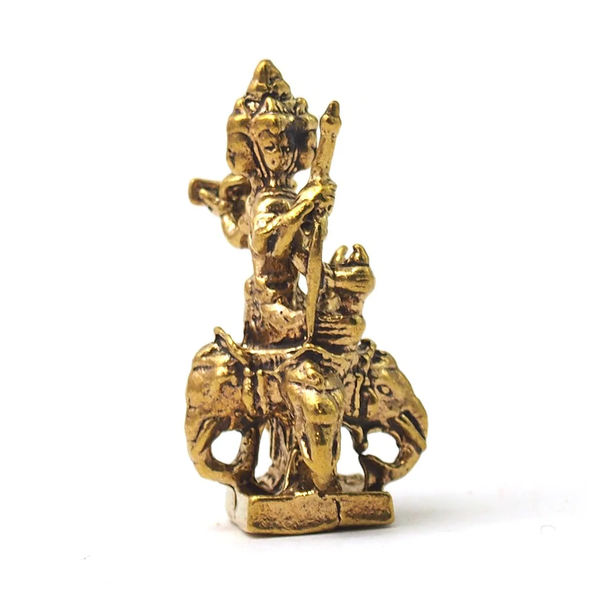 Phra Phrom Atop Elephants Brass Statue - Image 2