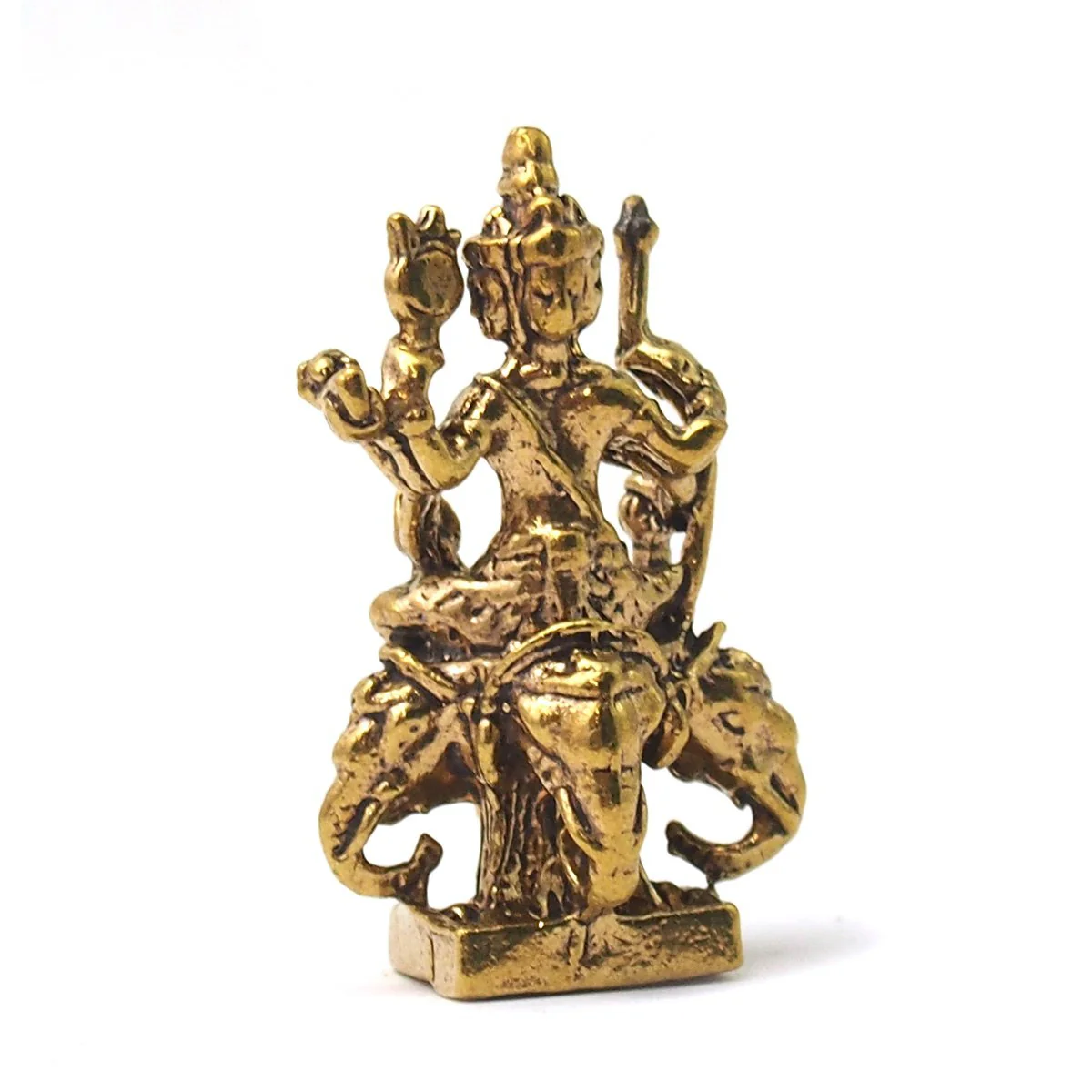 Phra Phrom Atop Elephants Brass Statue - Image 3