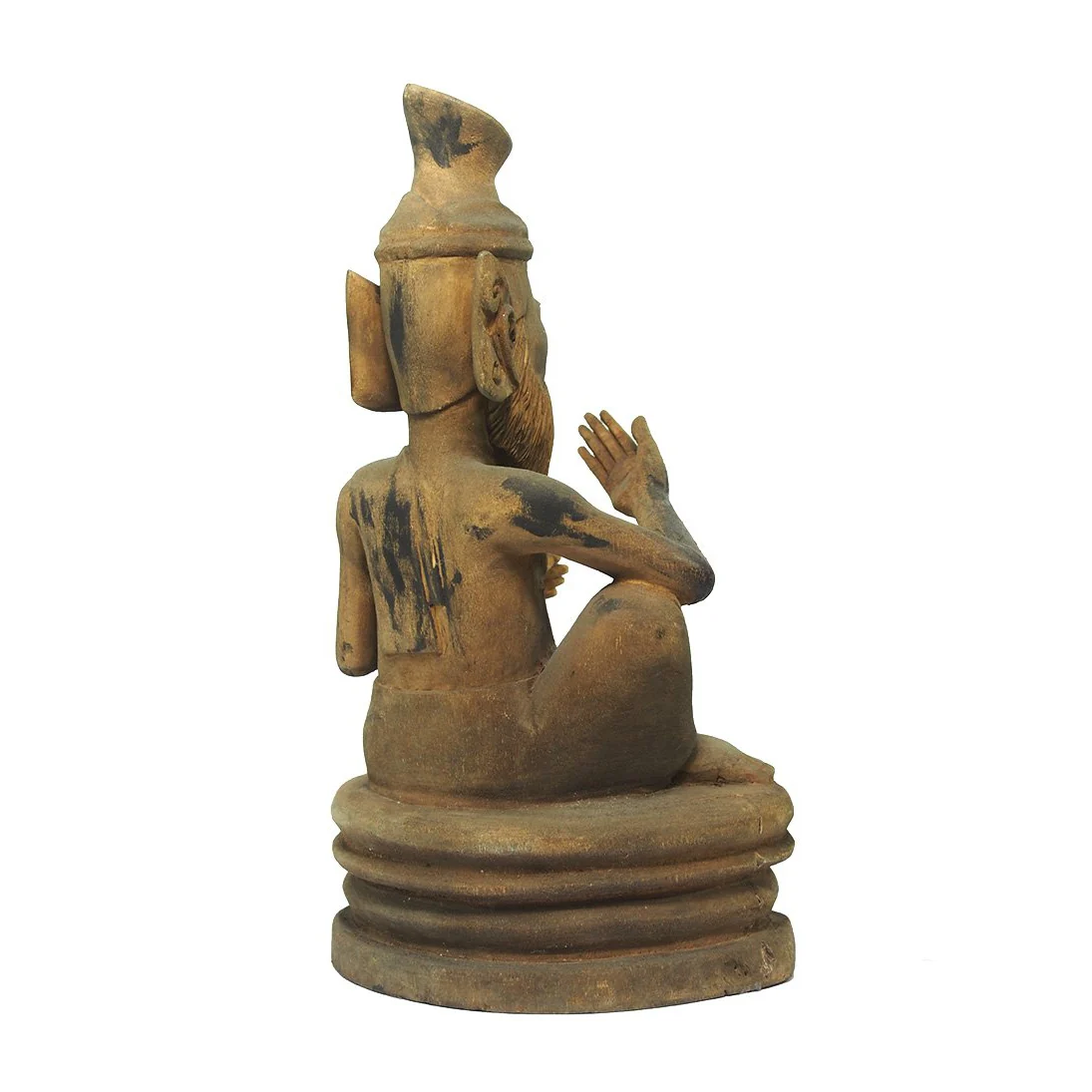 Phra Reushi The Healing Hermit Monk Wooden Statue - Image 2