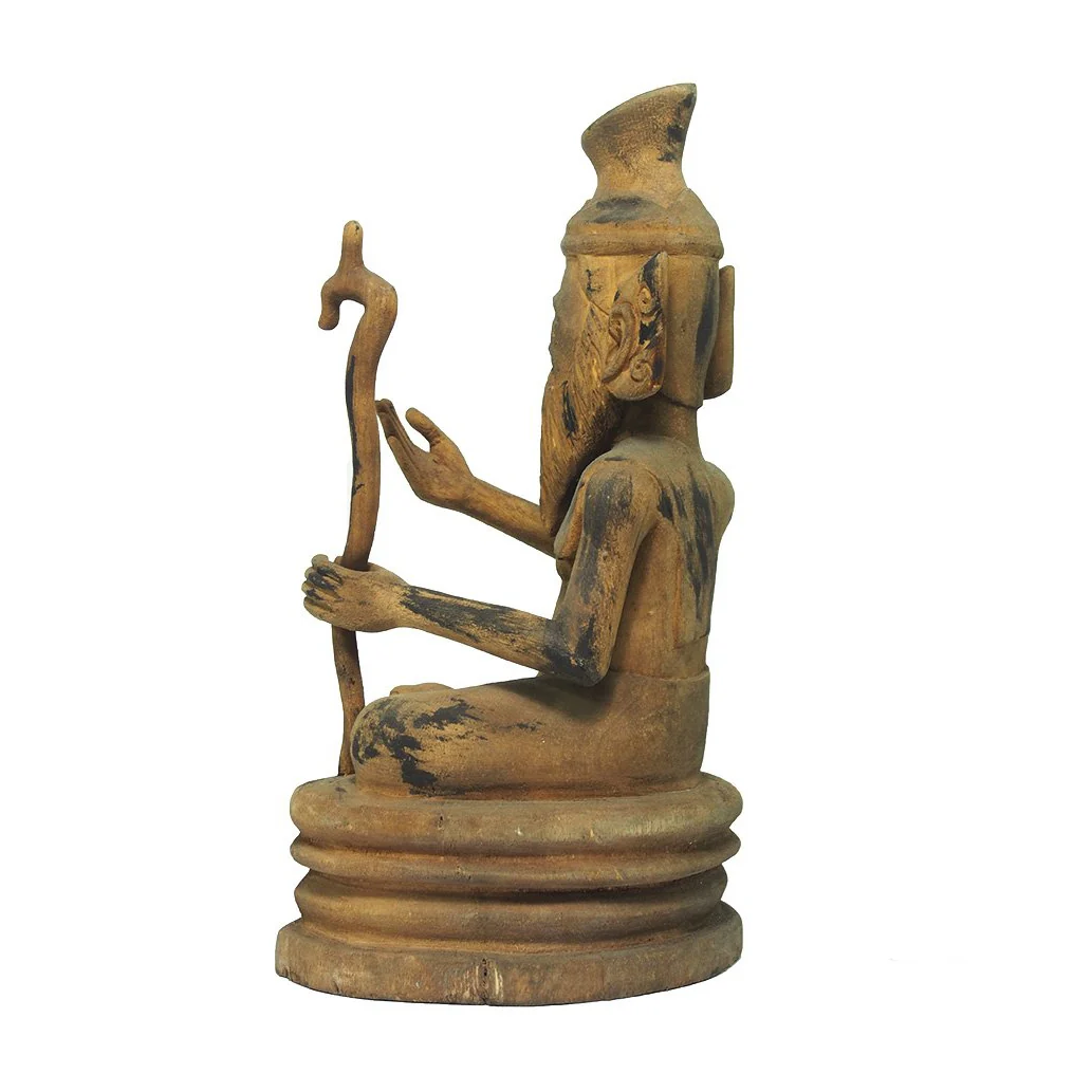 Phra Reushi The Healing Hermit Monk Wooden Statue - Image 3