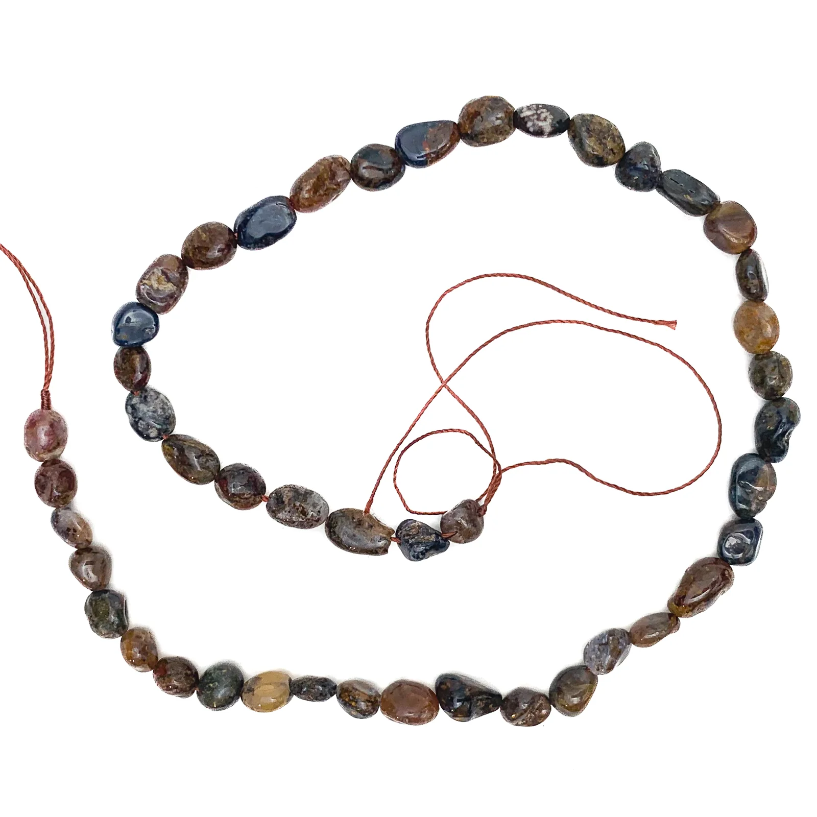 Pietersite Small Oval Smooth Pebbles Bead Strand - Image 2