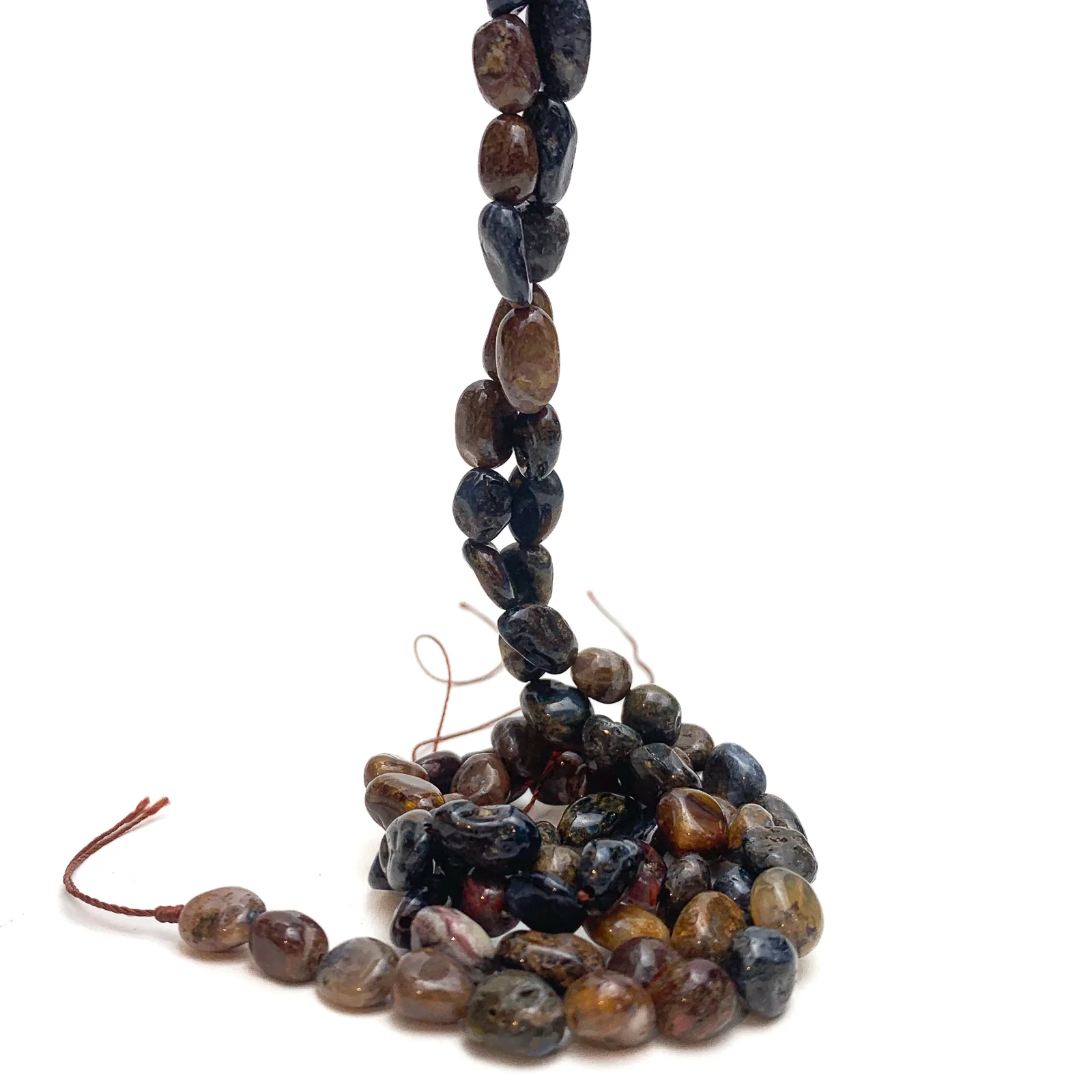 Pietersite Small Oval Smooth Pebbles Bead Strand - Image 3