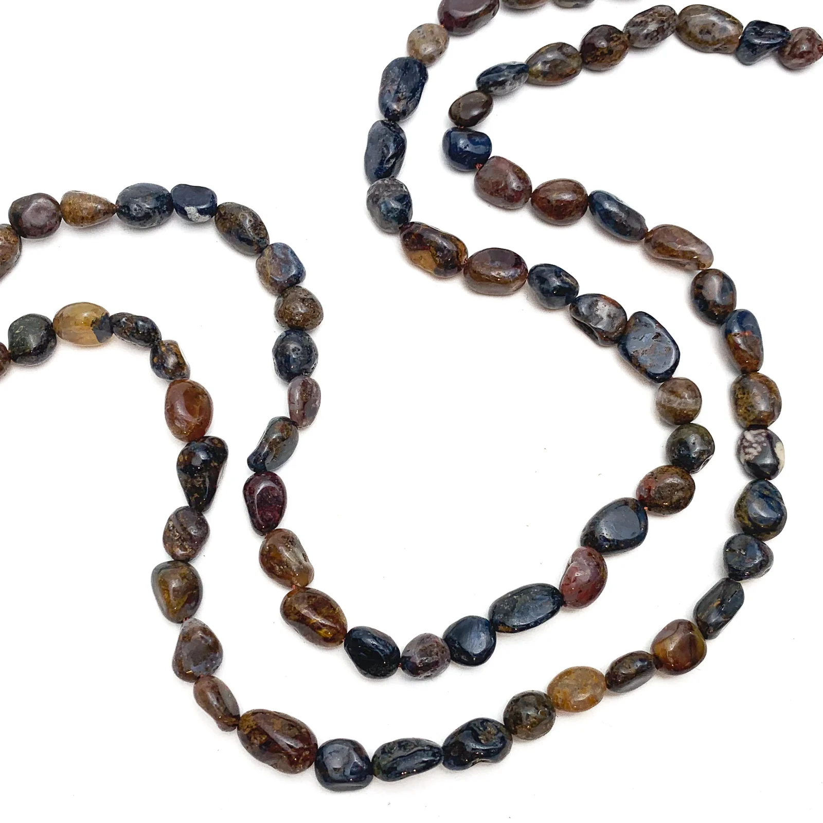 Pietersite Small Oval Smooth Pebbles Bead Strand - Image 4