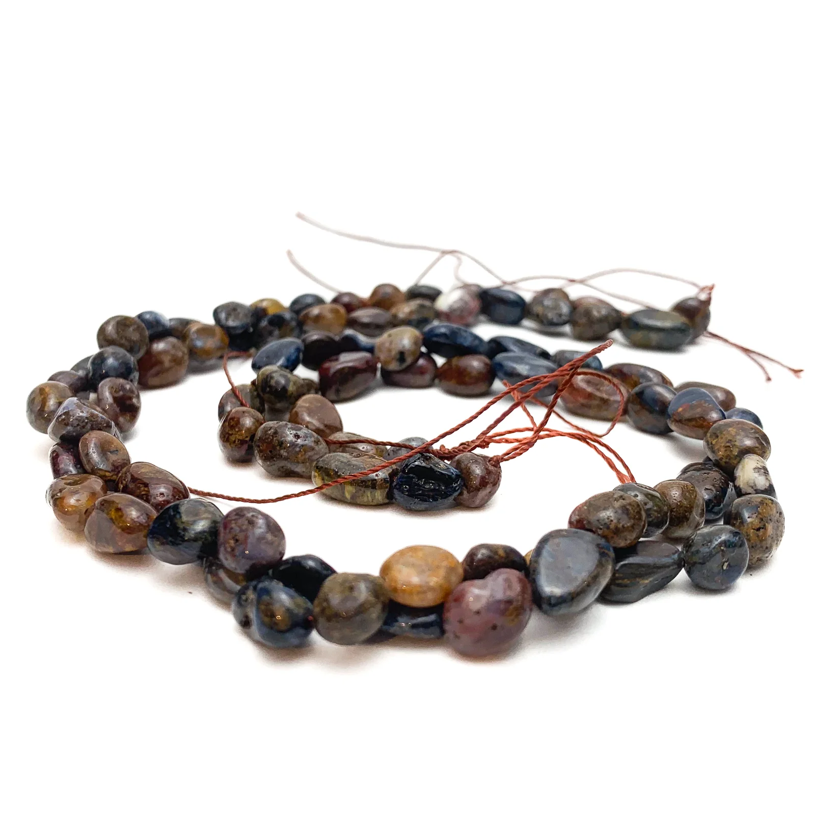 Pietersite Small Oval Smooth Pebbles Bead Strand - Image 5