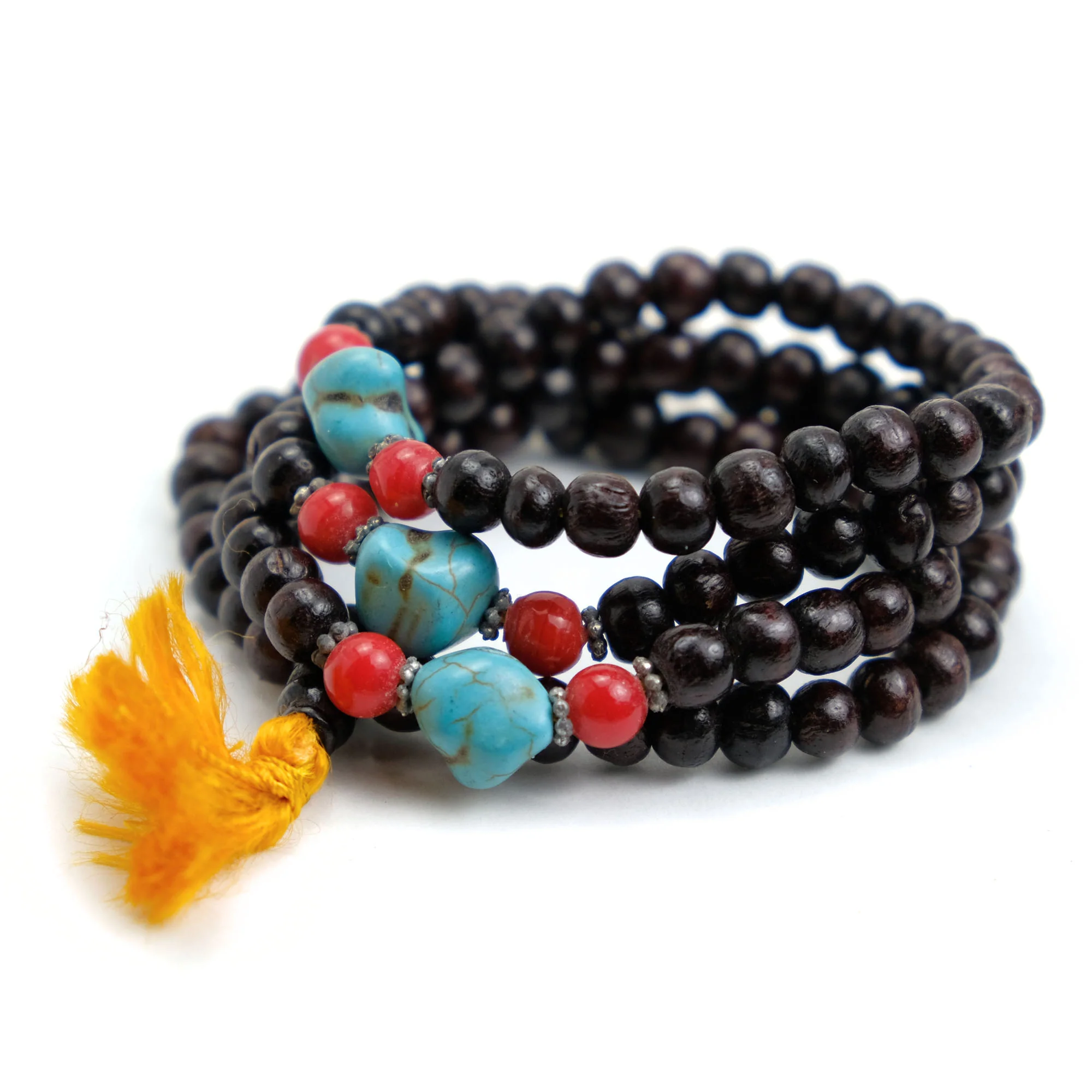 Pine Mala with Stabilized Turquoise and Glass Spacers 7mm - Image 3