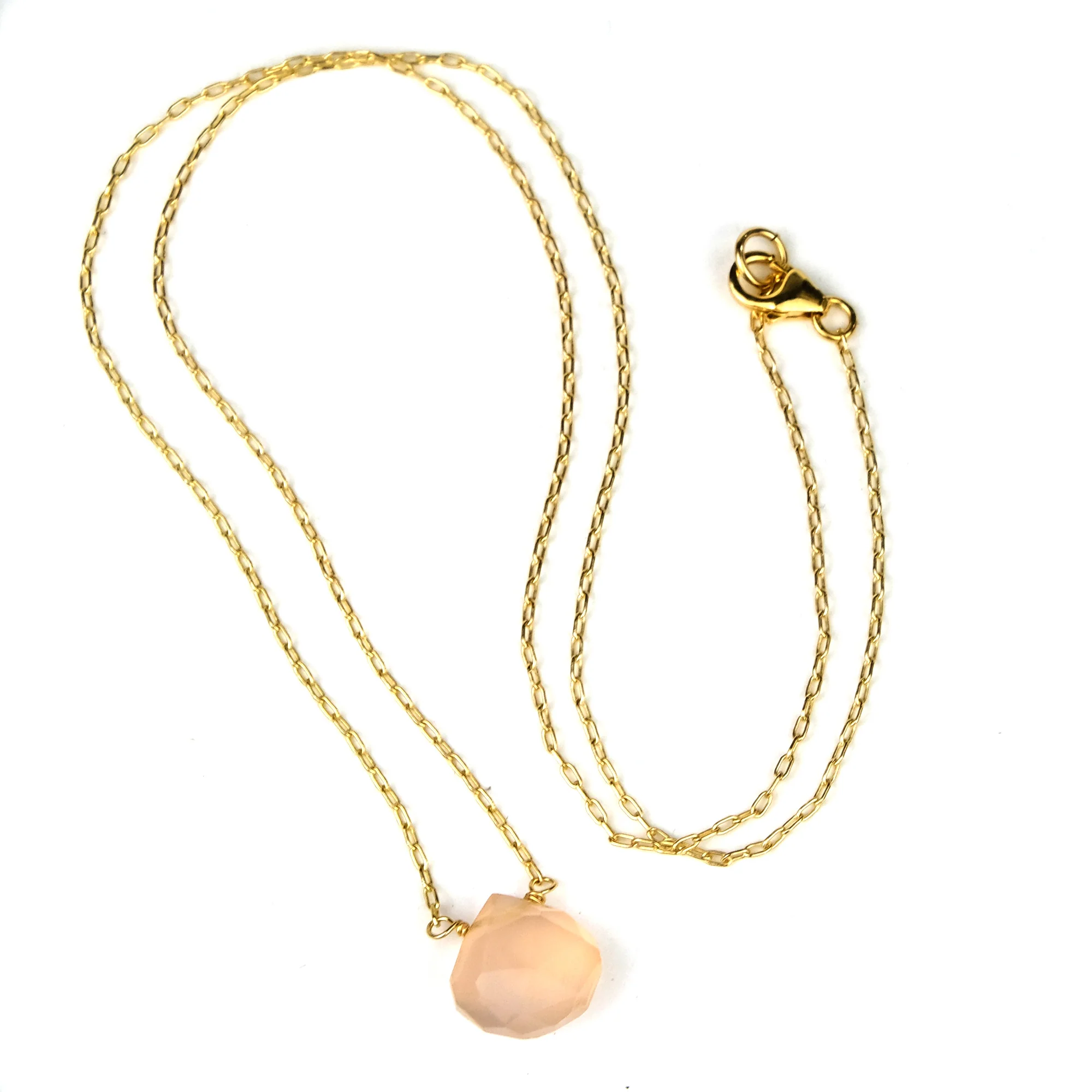 Pink Chalcedony on Gold Filled Chain with Gold Filled Trigger Clasp Necklace - Image 2