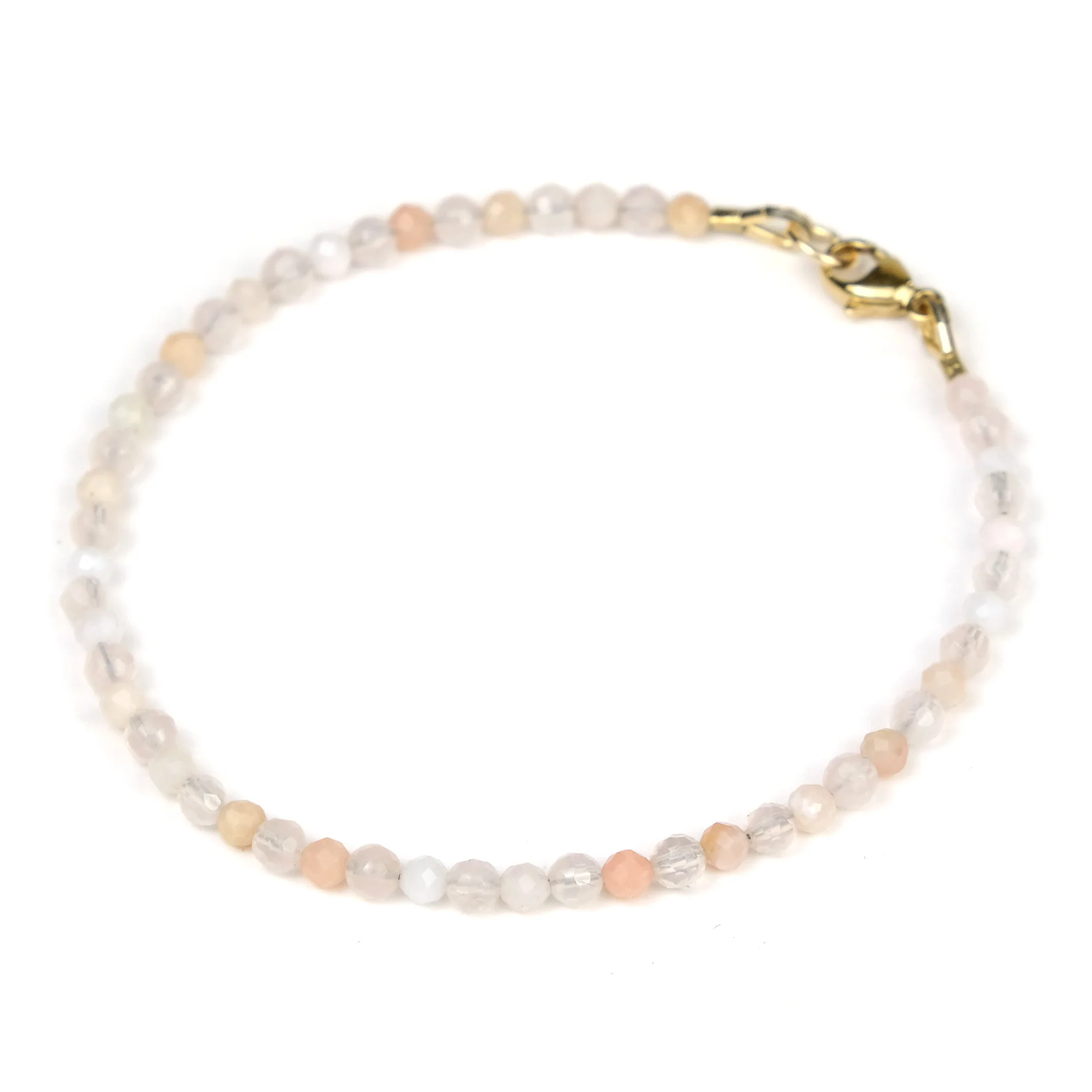 Pink Opal 3mm Faceted Round Bracelet with Gold Filled Trigger Clasp - Image 2
