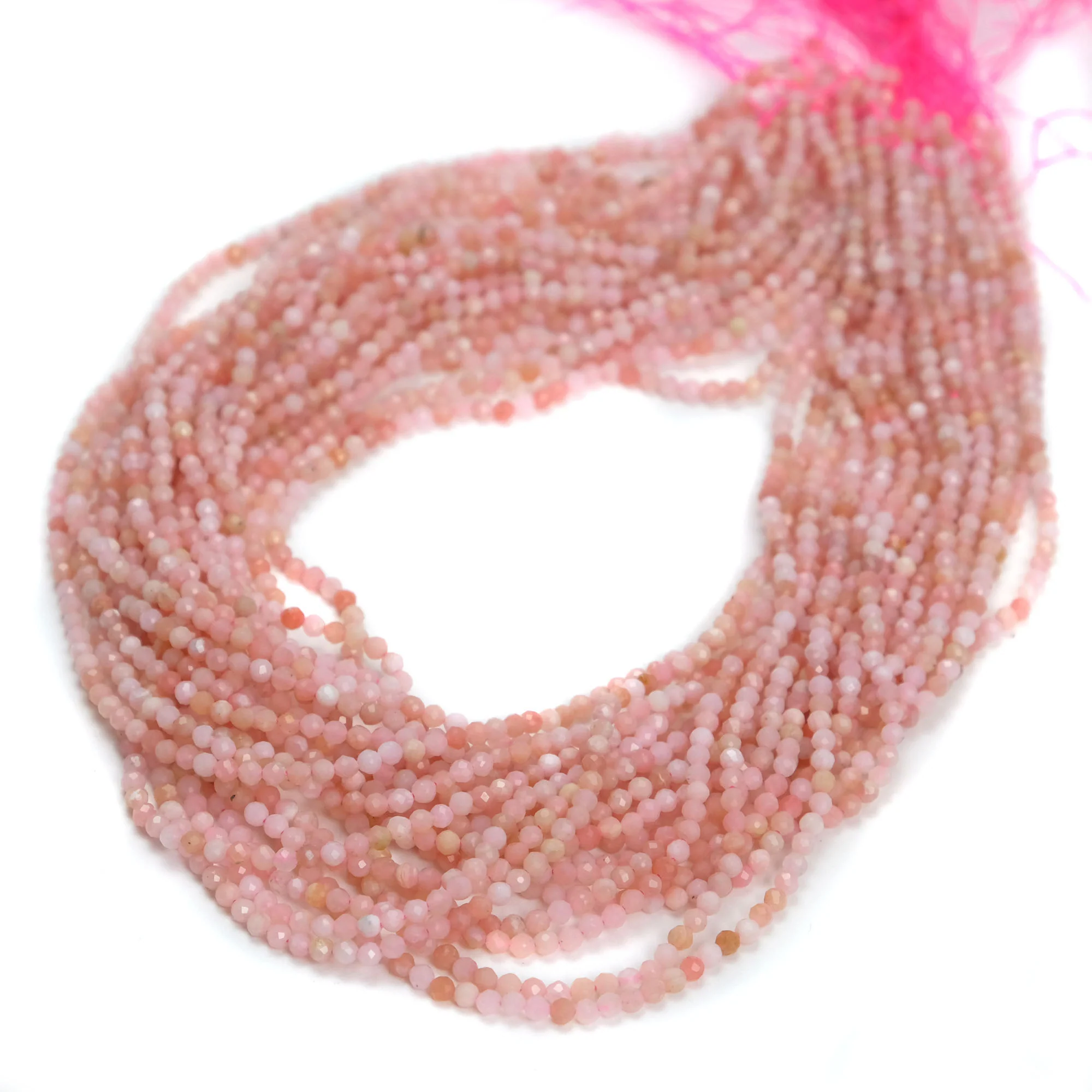 Pink Opal 3mm Faceted Rounds Strand - Image 3