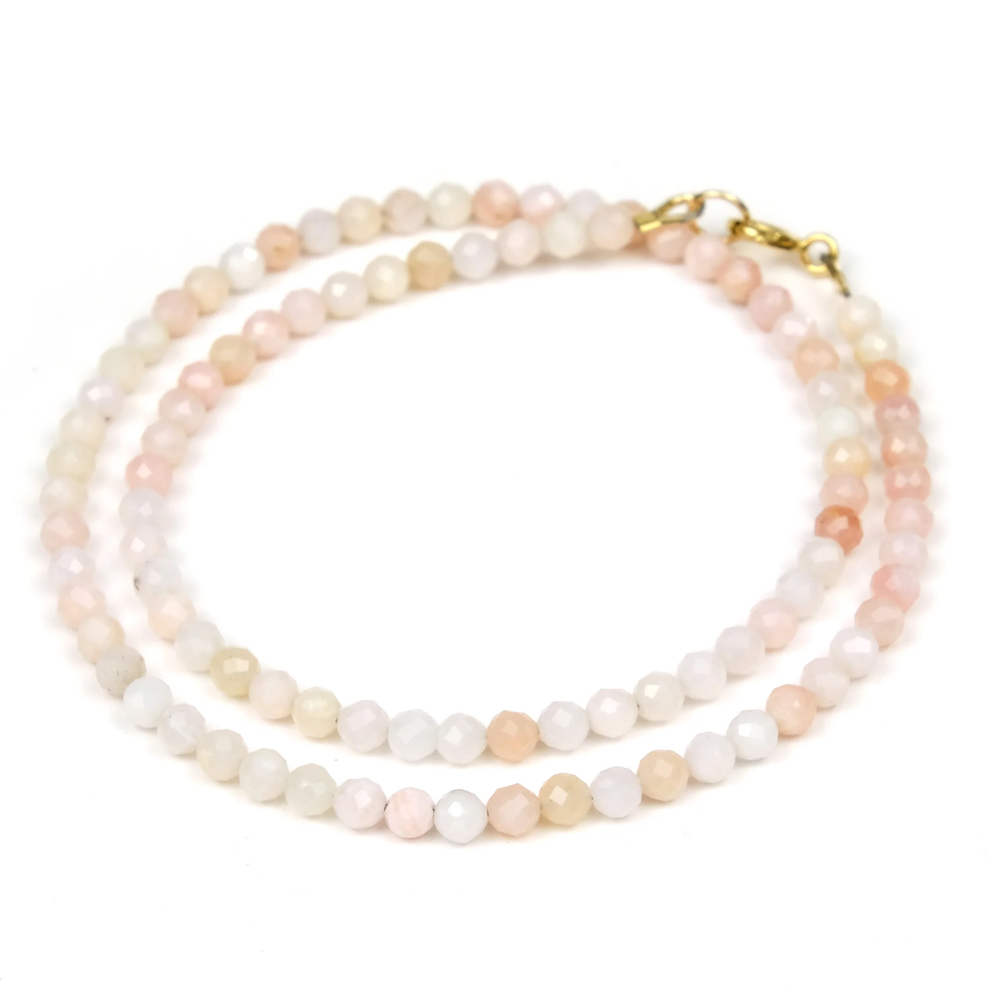 Pink Opal 4mm Faceted Round Necklace with Gold Filled Spring Clasp - Image 2