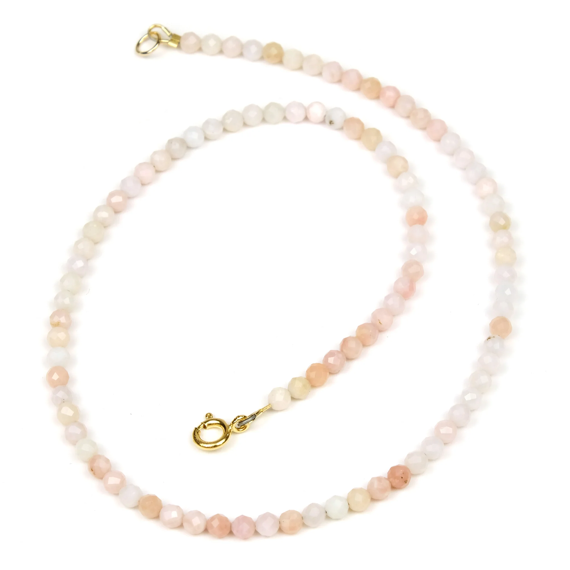 Pink Opal 4mm Faceted Round Necklace with Gold Filled Spring Clasp - Image 3