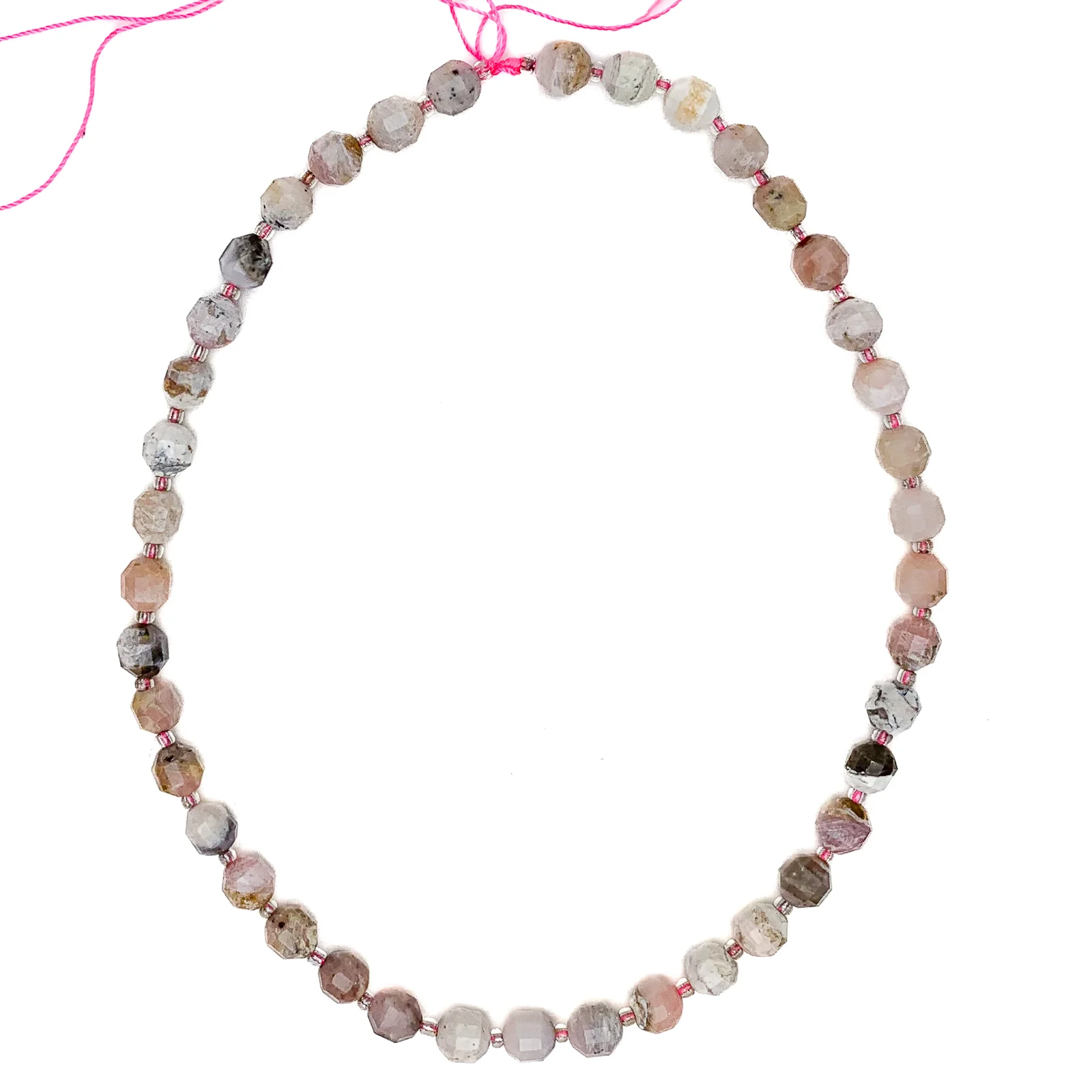 Pink Opal 7mm Faceted Drums Bead Strand - Image 2