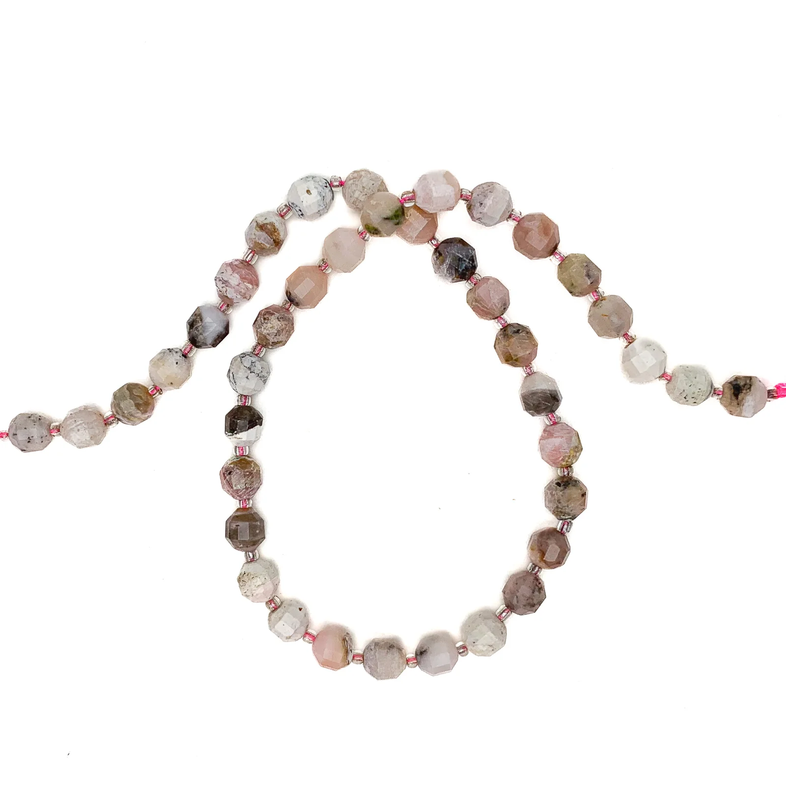 Pink Opal 7mm Faceted Drums Bead Strand - Image 3