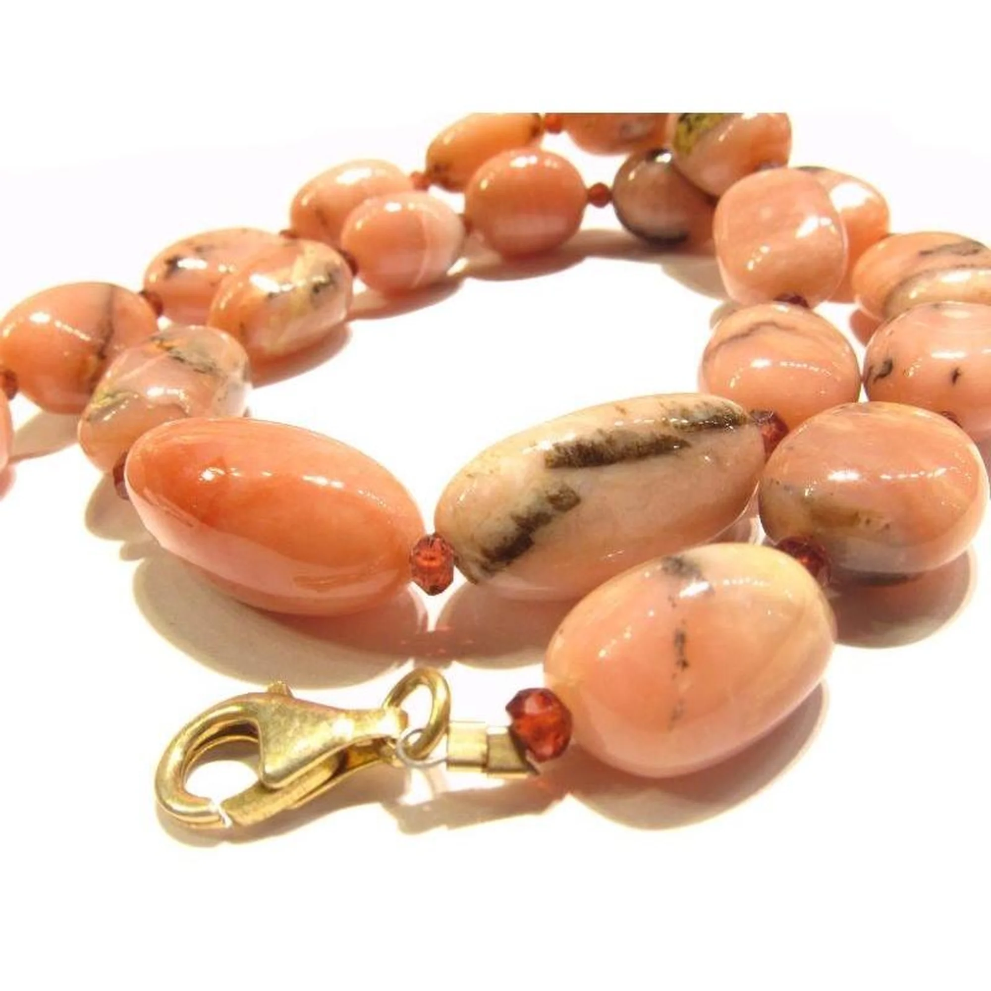 Pink Opal and Garnet Necklace with Gold Plate Trigger Clasp - Image 3