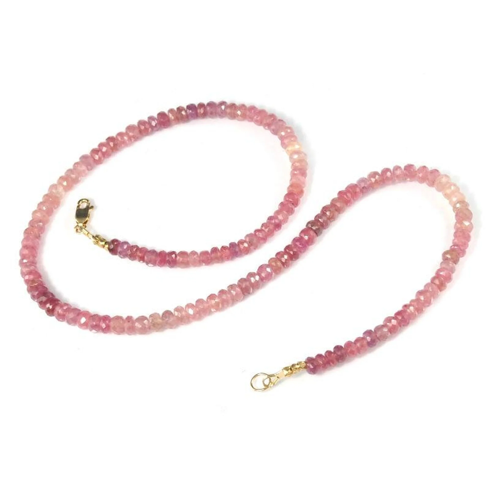 Pink Sapphire Necklace with Gold FIlled Lobster Claw Clasp - Image 2