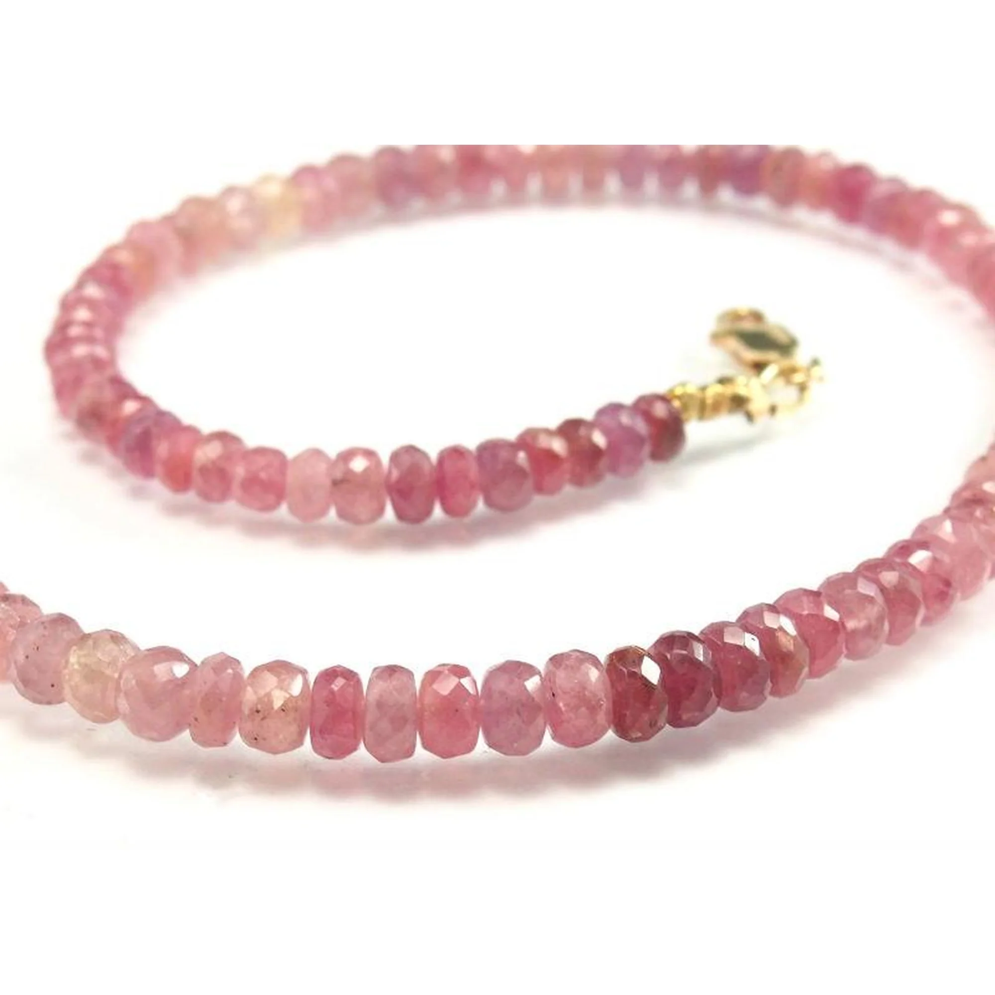 Pink Sapphire Necklace with Gold FIlled Lobster Claw Clasp - Image 4