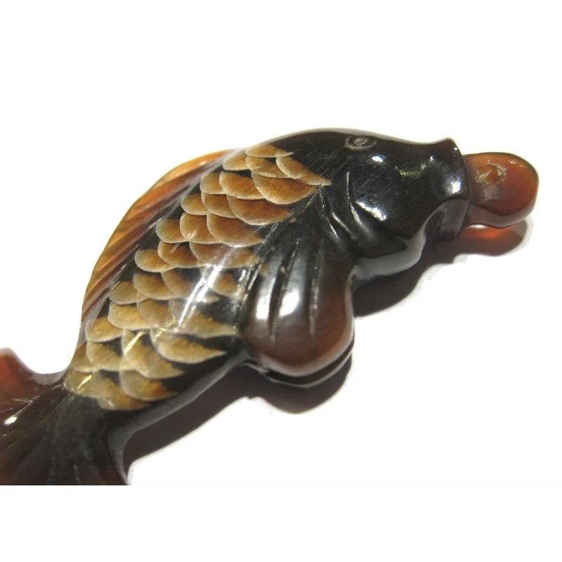 "Plentiful" Fish Hand Carved Cow Horn Pendant - Image 2