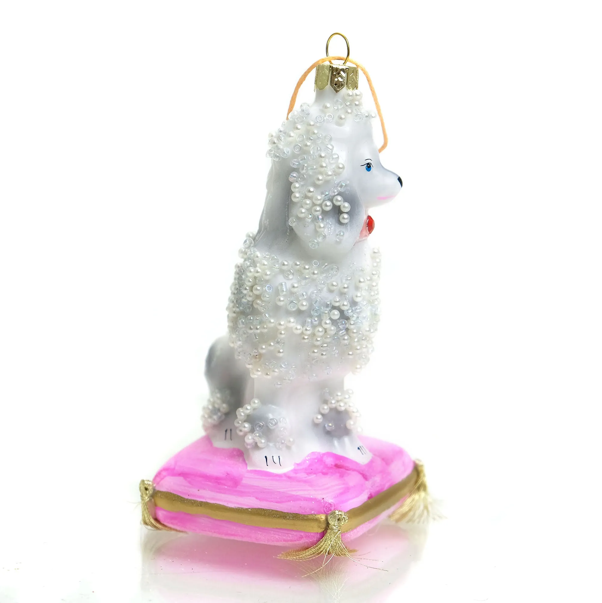 Pearly Poodle Glass Ornament - Image 2