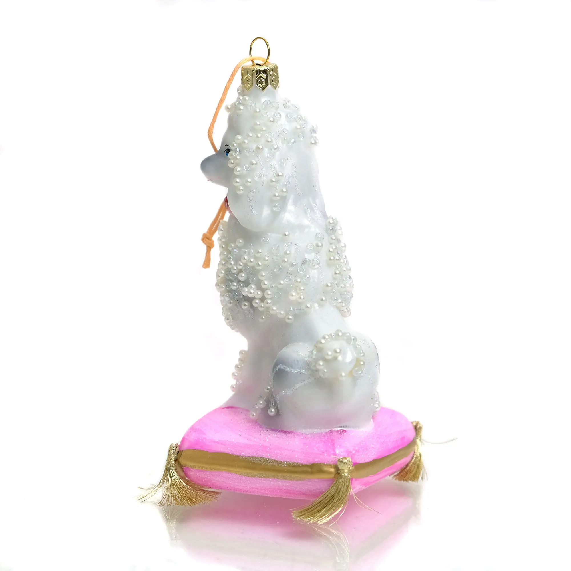 Pearly Poodle Glass Ornament - Image 3