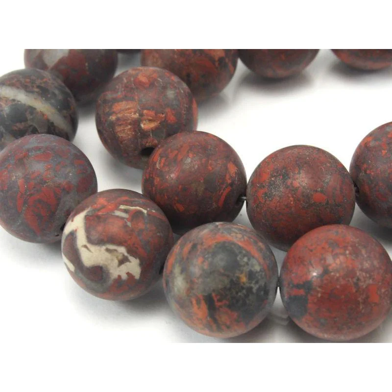 Poppy Jasper Matte Rounds 14mm Strand - Image 2