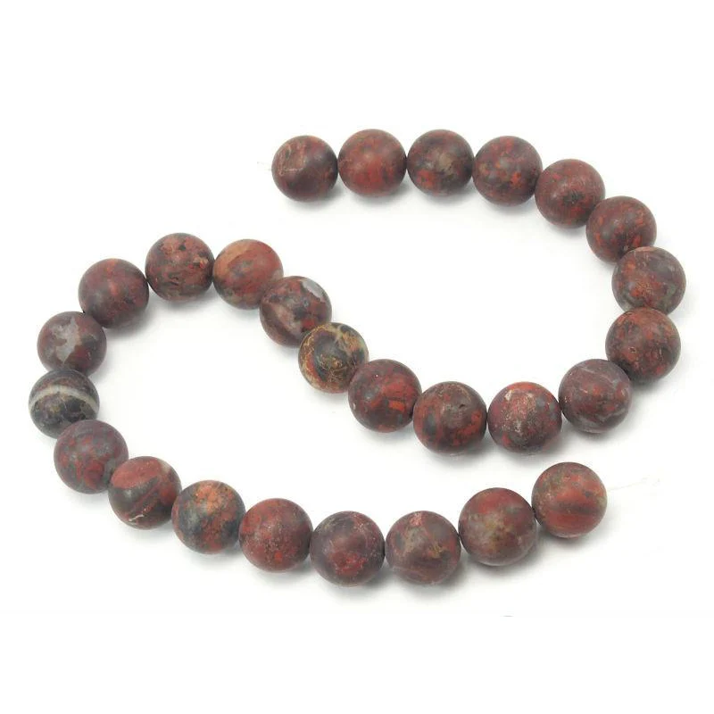 Poppy Jasper Matte Rounds 14mm Strand - Image 3
