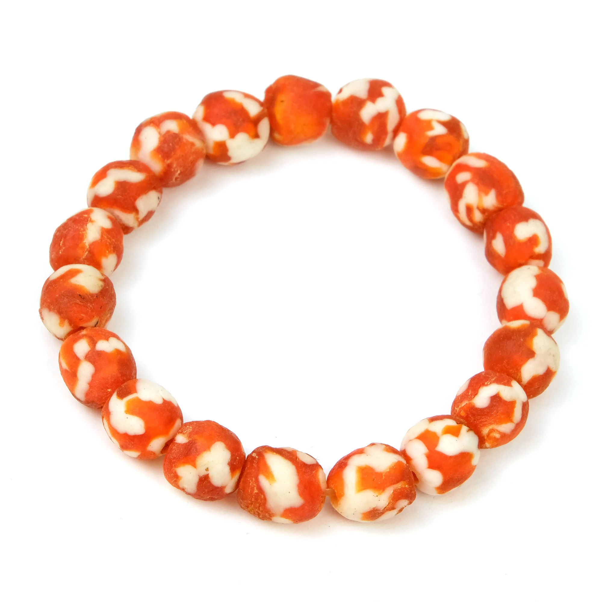 Hand Cast Marbled Powder Glass Bead Stretch Bracelet - Image 10
