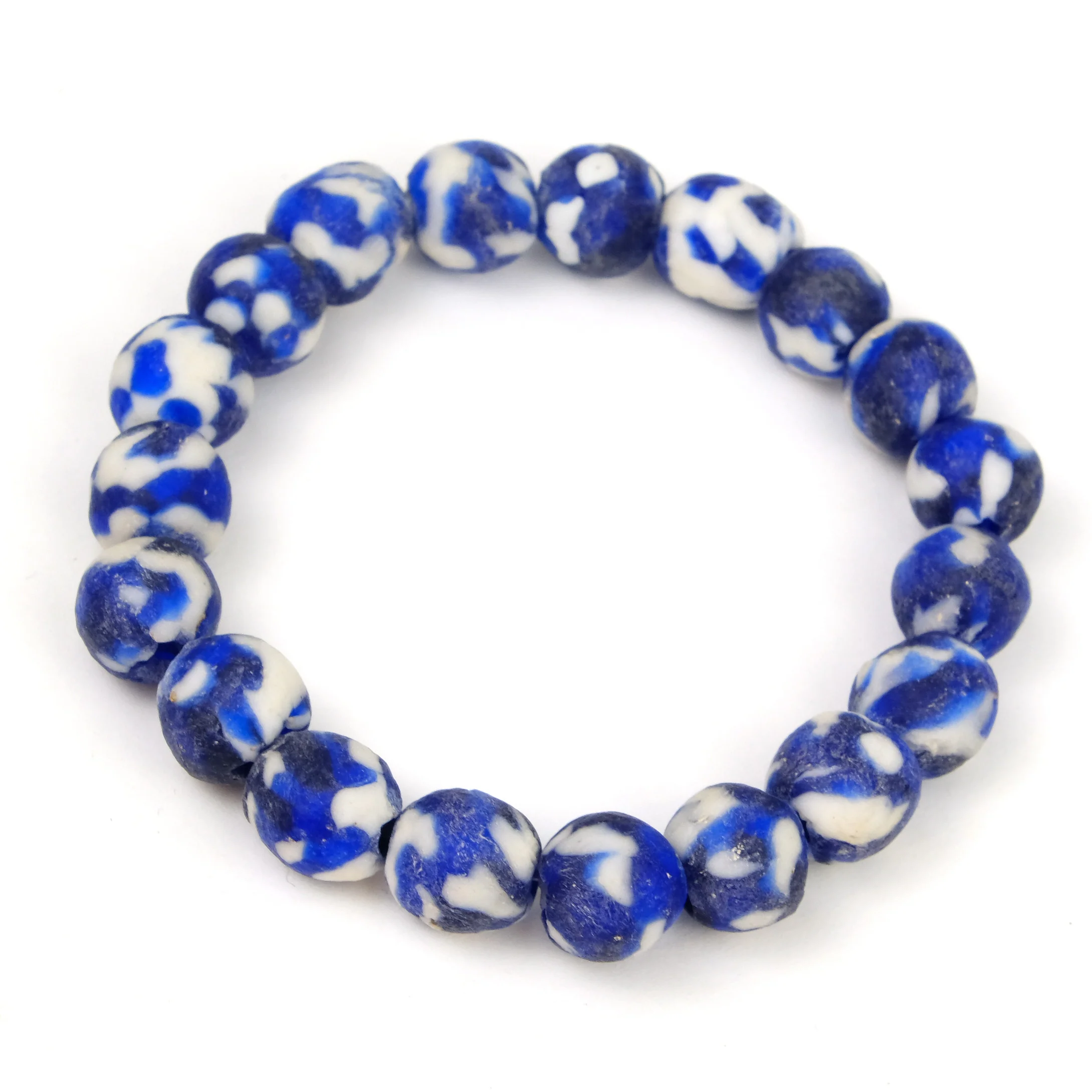 Hand Cast Marbled Powder Glass Bead Stretch Bracelet - Image 4