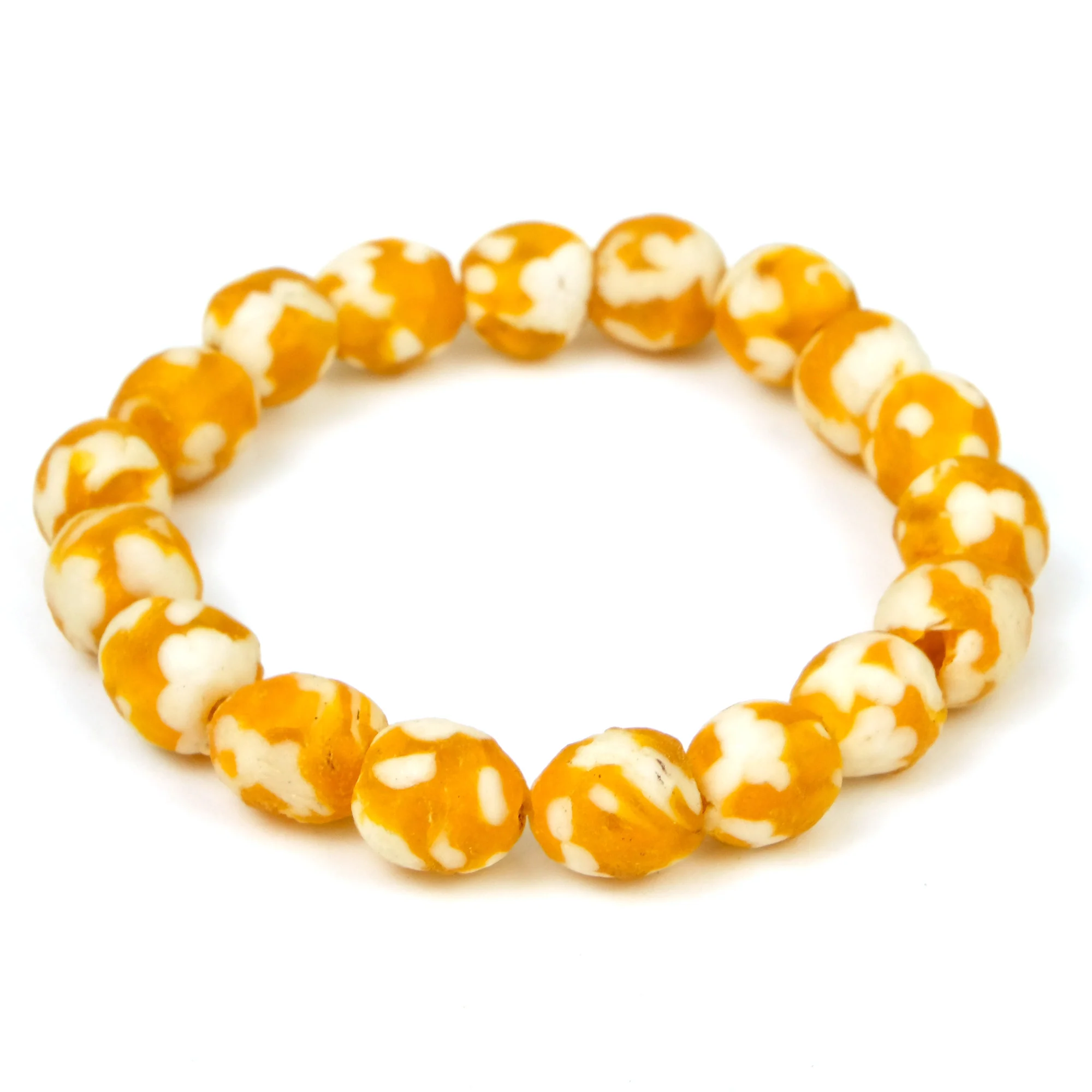 Hand Cast Marbled Powder Glass Bead Stretch Bracelet - Image 5