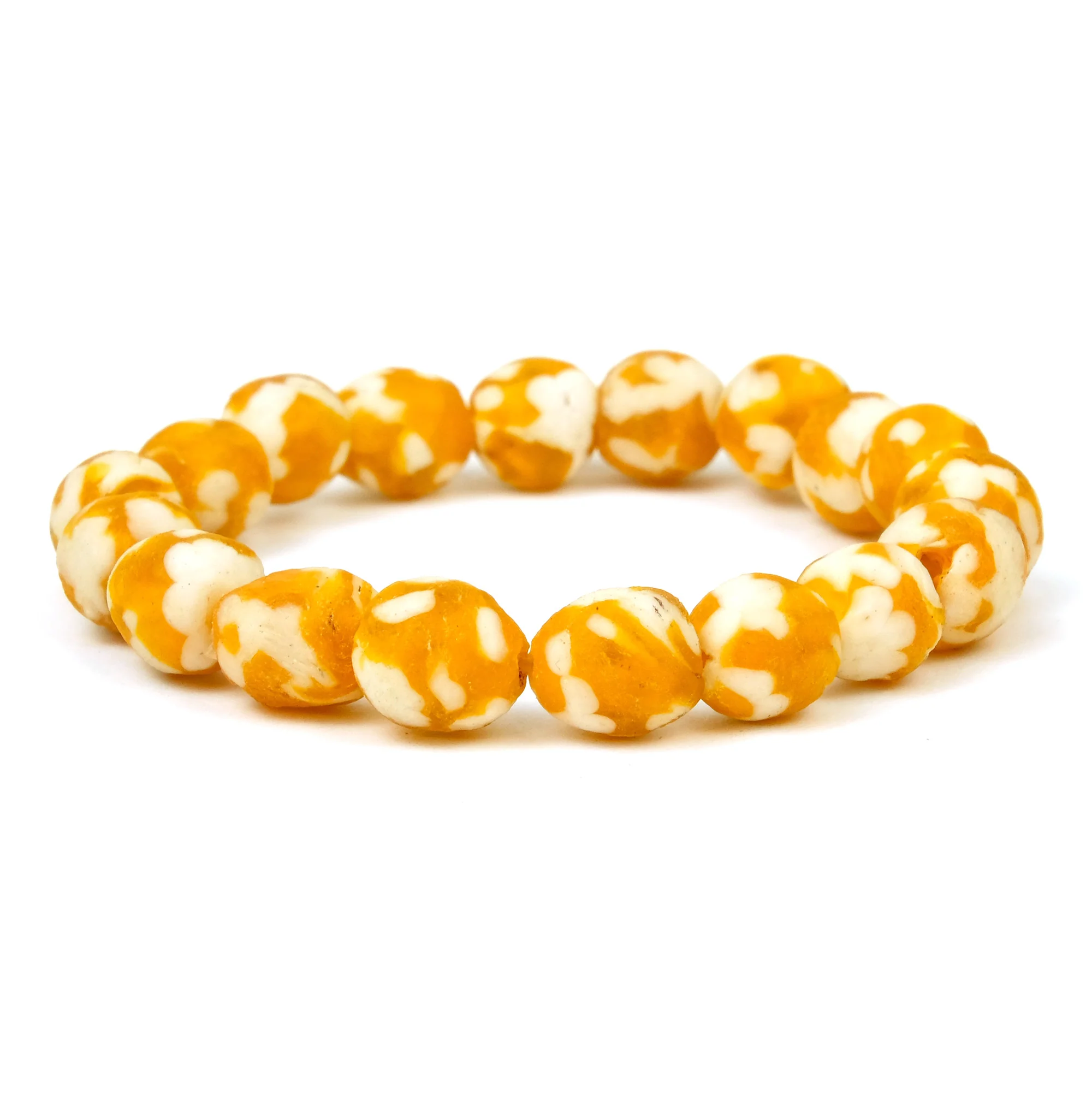 Hand Cast Marbled Powder Glass Bead Stretch Bracelet - Image 6